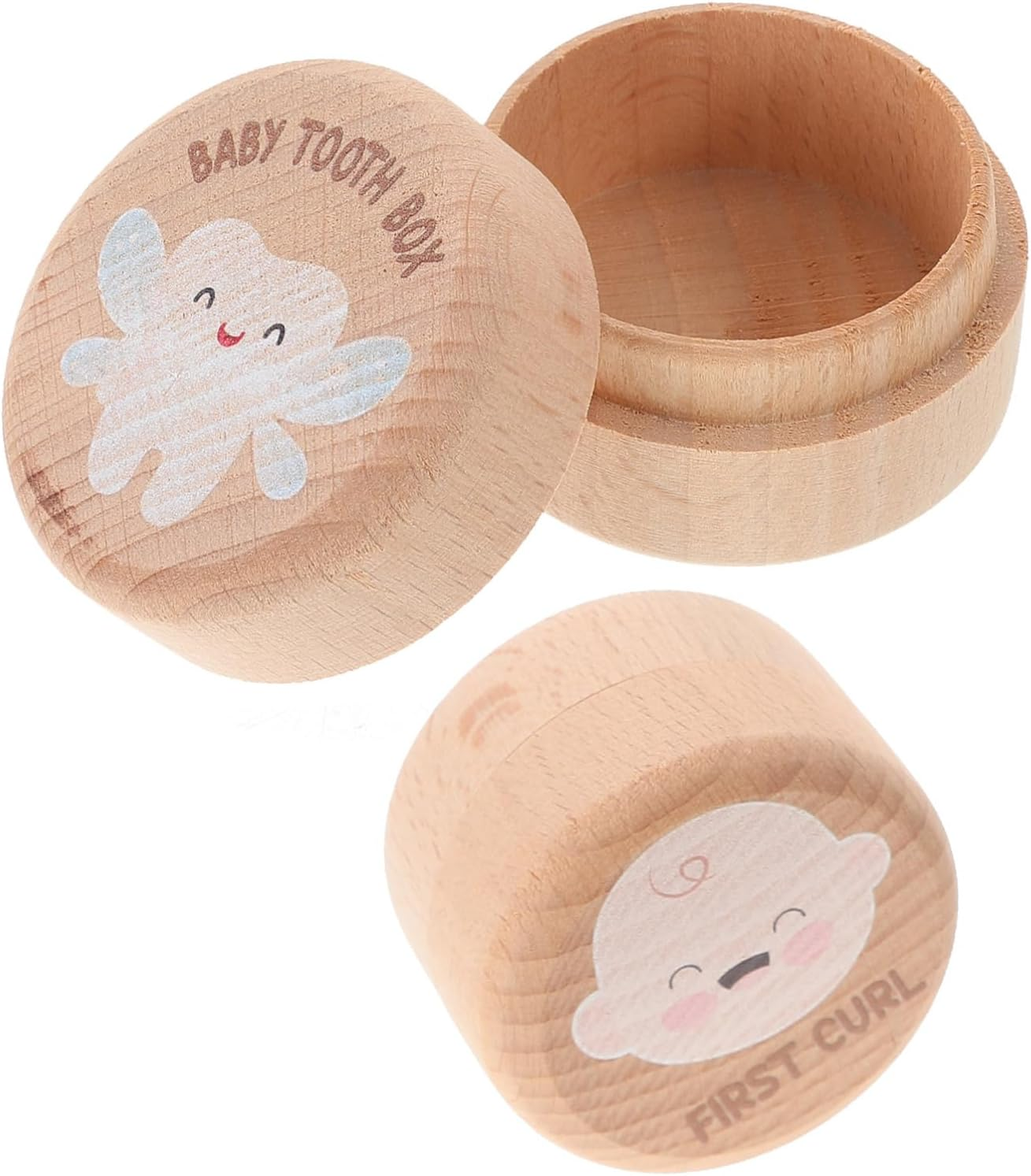 ABOOFAN Wooden Tooth Keepsake Box for Toddler Boys and Girls 2Pcs Set Natural Solid Wood First Lost Teeth Storage Organizer for Newborn Keepsake