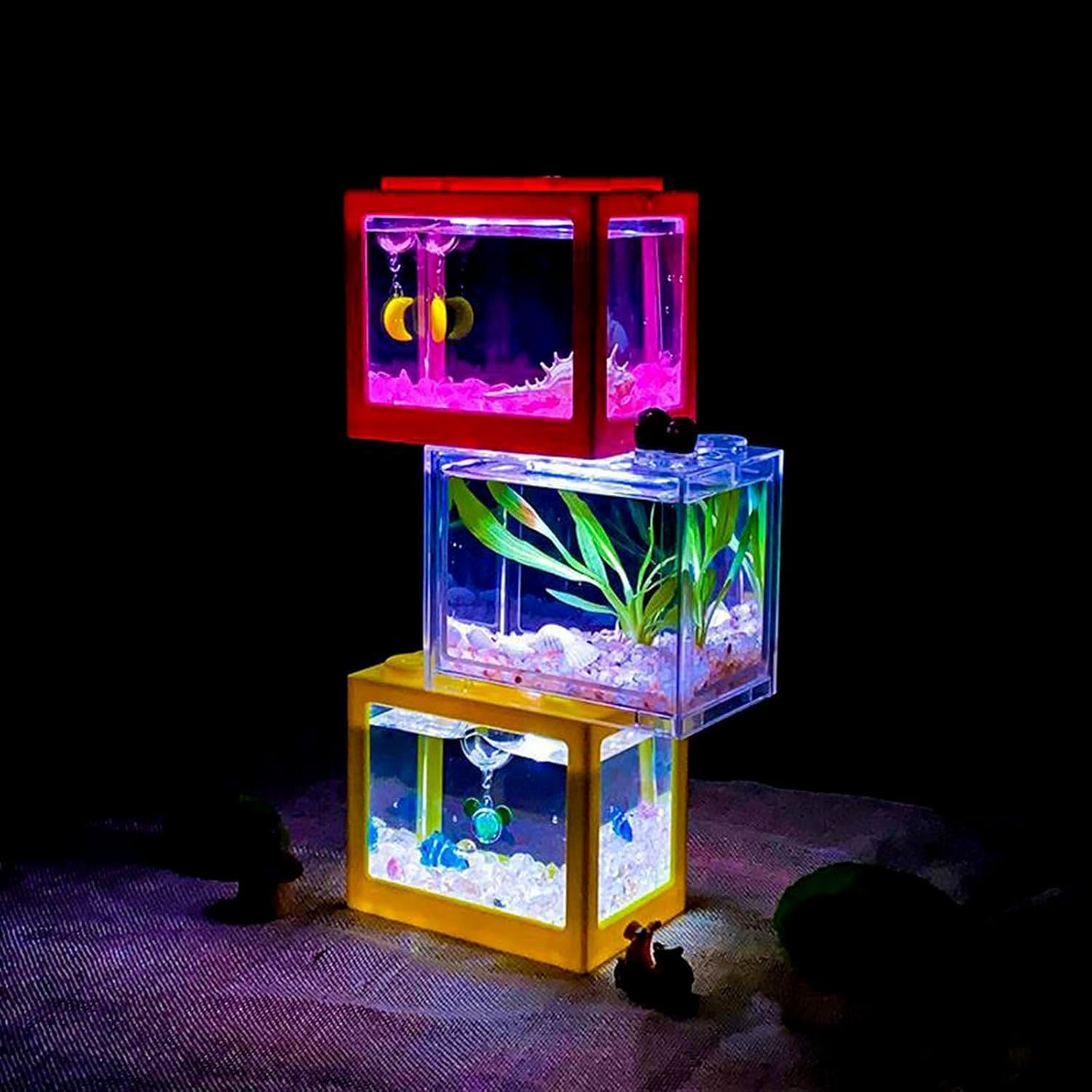 USB Aquarium Light, 5V USB Charging Small Fish Tank Light Plastic Portable LED Aquarium Light for Freshwater Office Desk Fish Tank (Colorful Light) image number 3