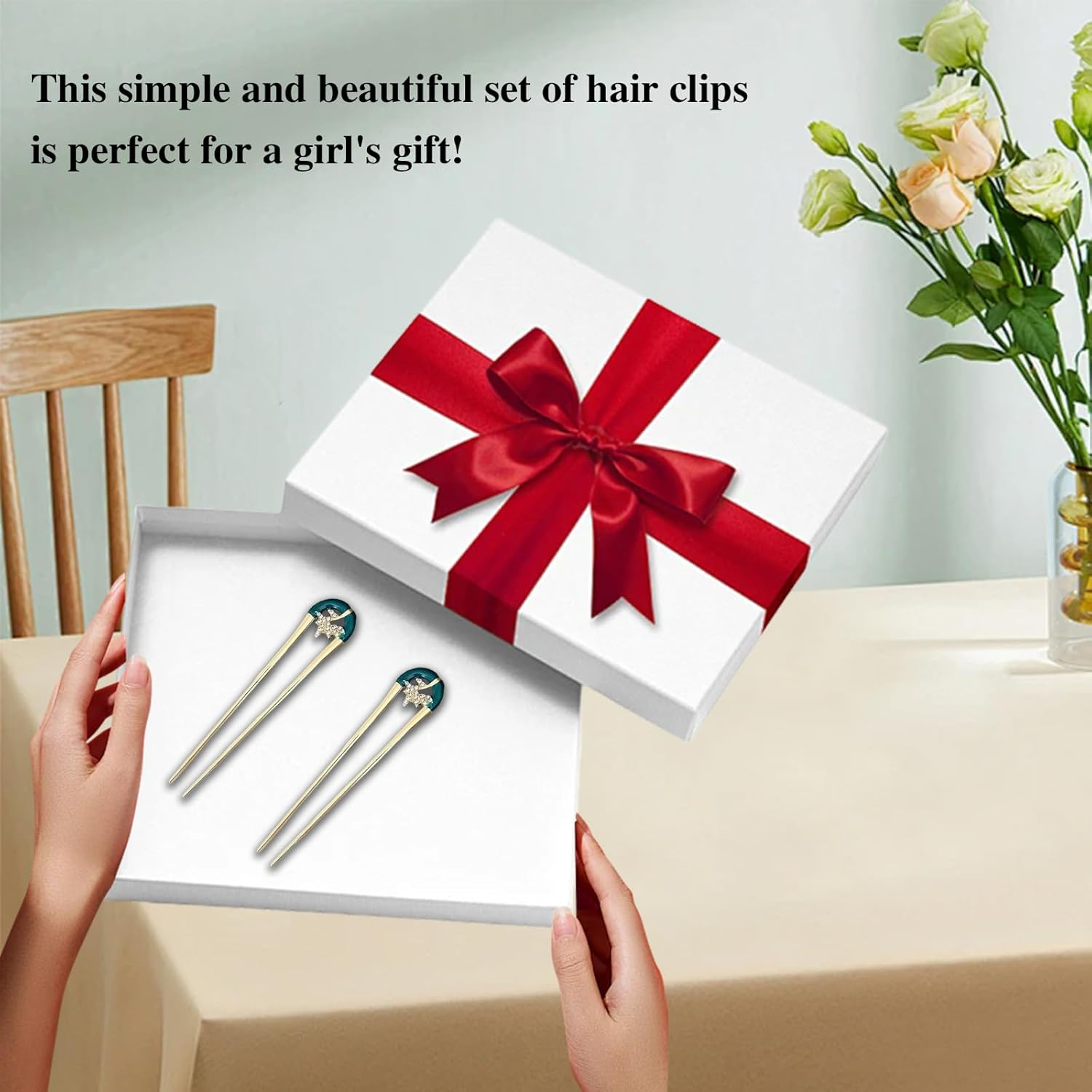 WUMUZAI 4Pcs Gold French Hair Pin, Vintage Metal Hair Fork, U Shaped Hair Pins for French Twist, Chignon Hair Pin Clip Stick for Styling, Buns, Wedding Updo, Women Girls Thick Fine Thin Hairstyle image number 6