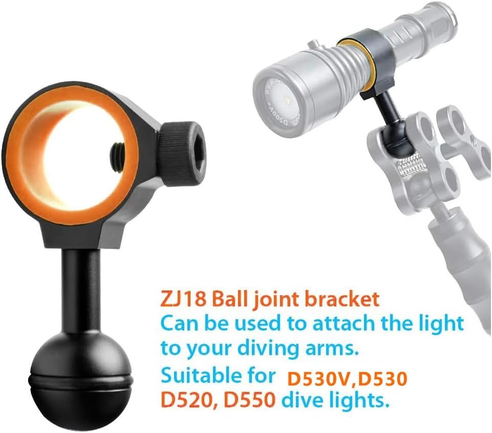 ORCATORCH ZJ18 New Universal Ball Joint Bracket Diving Torch Photography Video Lights Arm Buoyancy Fill Light Lamp Holder