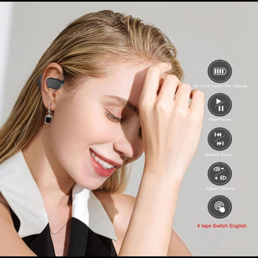 Monkey Ladder PRENDELUZ Wireless Bluetooth Headphones with Ear Hooks, Black, 6 Hours Playtime image number 4