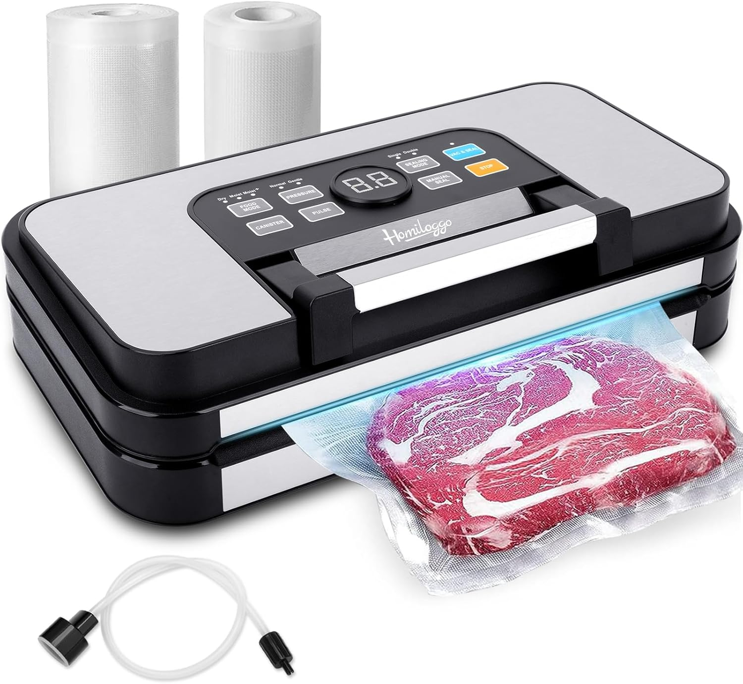 Food Vacuum Sealer Automatic Sealing Machine for Food Preservation with 95Kpa Powerful Suction, Easy-Lock Handle, 10-In-1 Dry Moist Sealing Modes, Built-In Bag Rolls image number 2