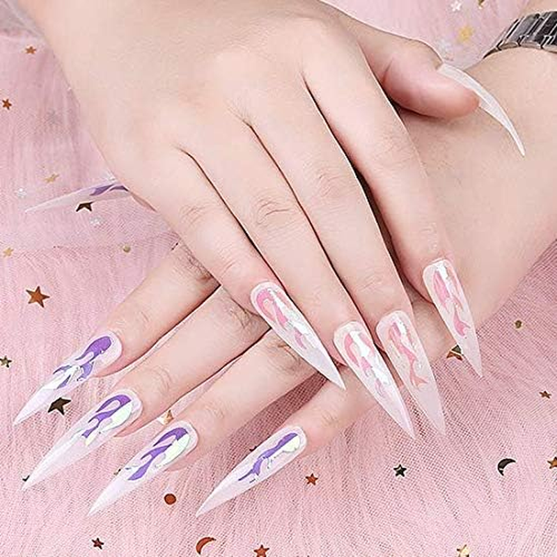 Aeyistry 16 Sheets Flame Reflections Nail Art Stickers Flame Holographic Nail Decals for Nails Foils Adhesive Decoration(Mixed Colors) image number 4