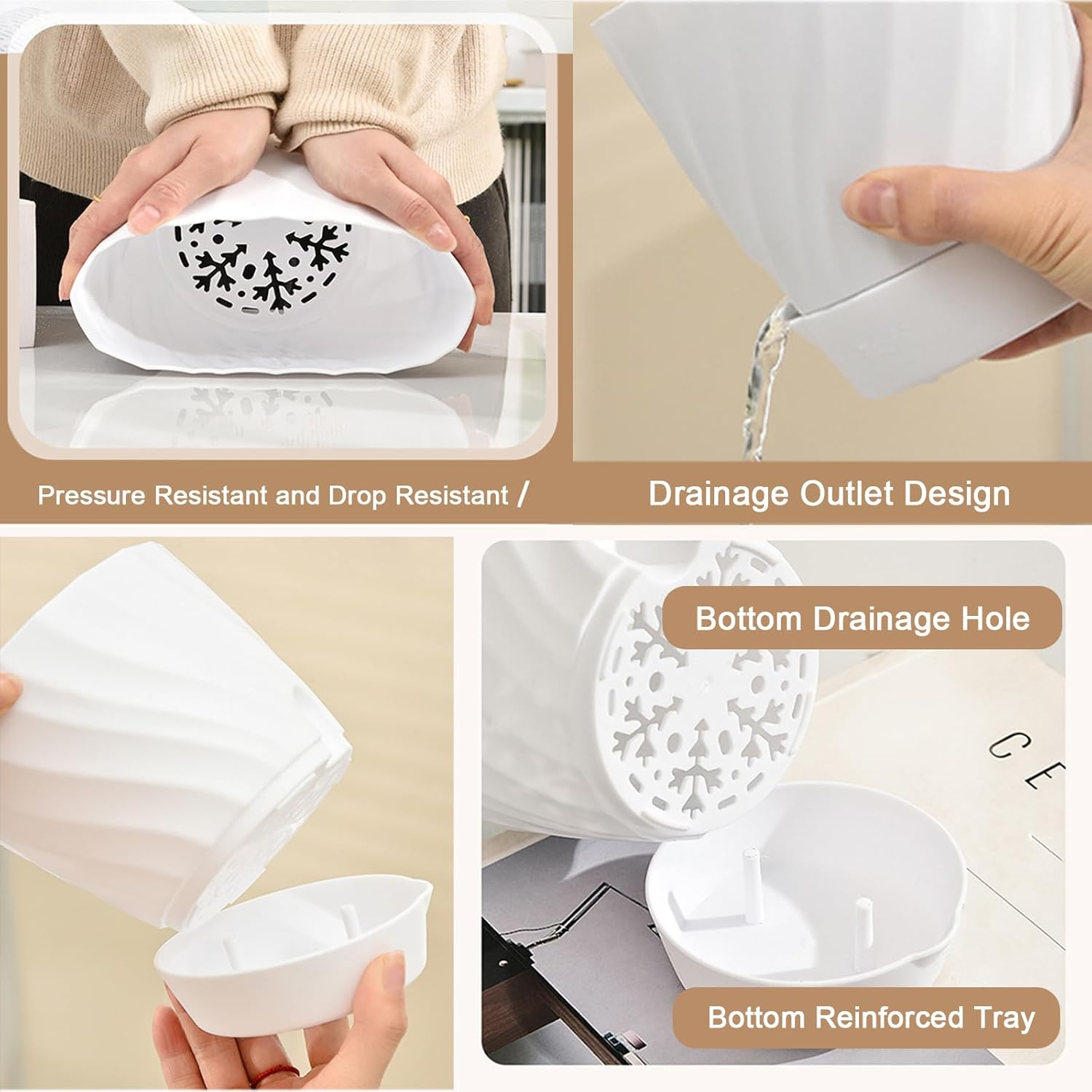 MLKLDOU 6 Inch Indoor Self Watering Pots with Indoor Planter Pot,3 Pack Plastic Plant Pots with Reservior and Drainage Holes,Pots Planters for Outdoor Garden Succulent Orchid Flower Pot（3 Colors） image number 1