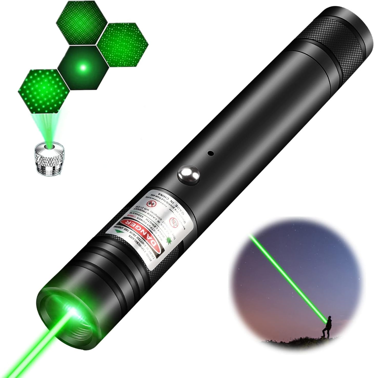 High Power Green Laser Pointer Rechargeable Flashlight with Laser Pointer Long Range Laser Pointer for Astronomy Construction and Outdoor Adventure image number 3