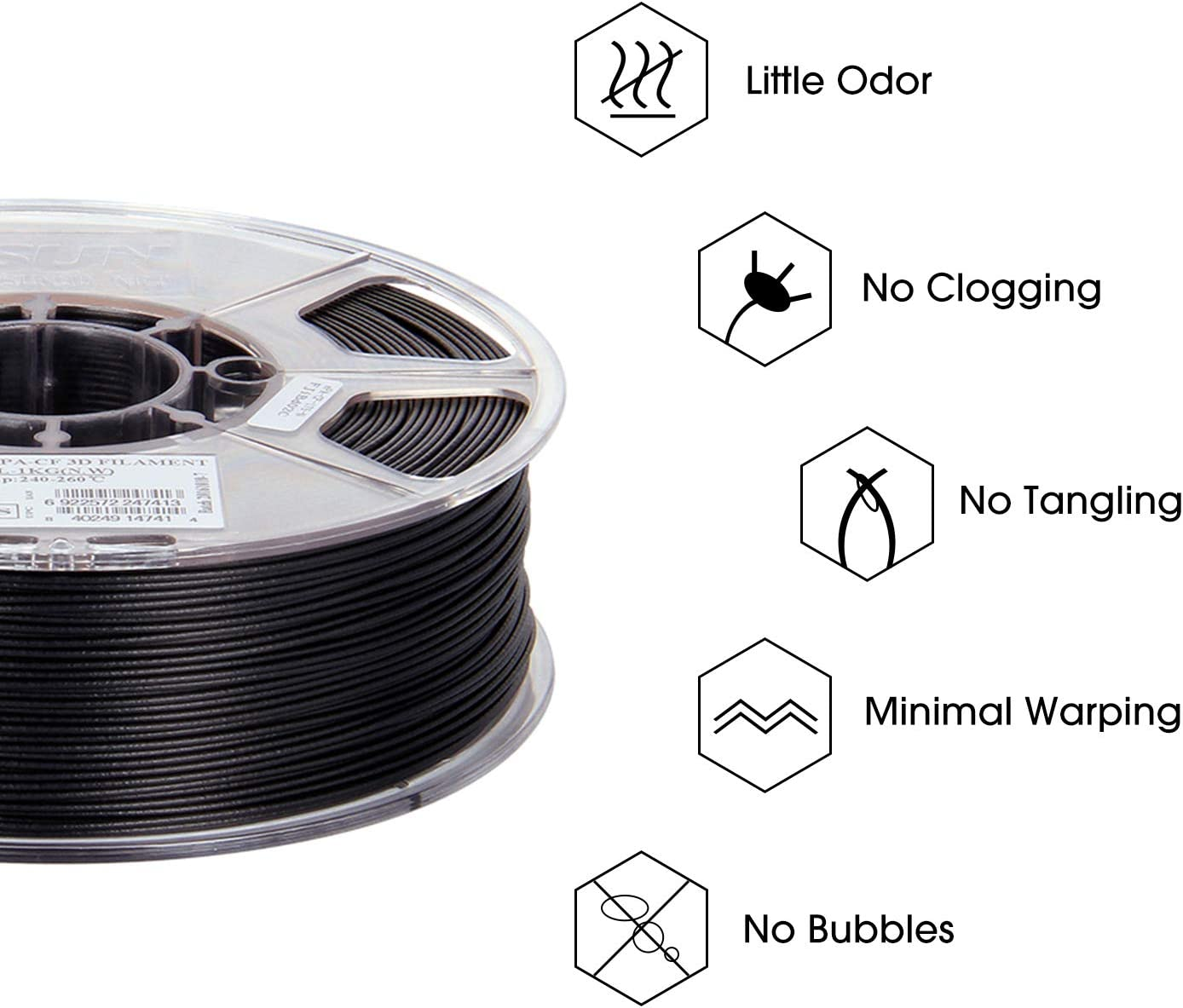 Esun 3D Printing Filament Nylon6 Carbon Fiber Spool 1.75Mm 1KG Dimensional Accuracy +/- 0.05Mm for 3D Printers image number 2