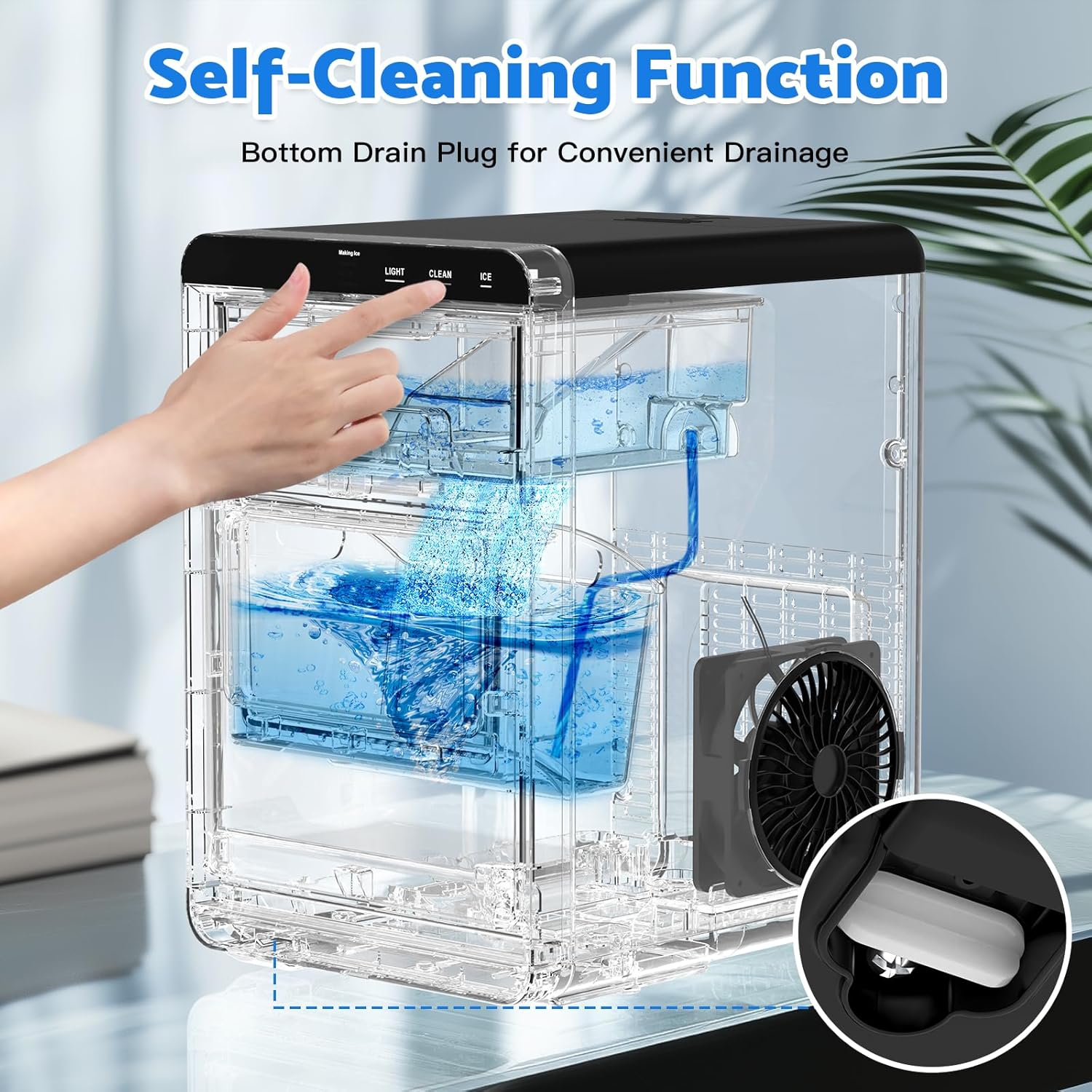 Advwin Nugget Ice Maker, Chewable Ice Machine with Soft Pebble, 20Kg/Day Countertop Ice Maker with 1.8L Water Tank, 1.2KG Ice Basket Kitchen Appliances for Home, Kitchen, Bar, Parties