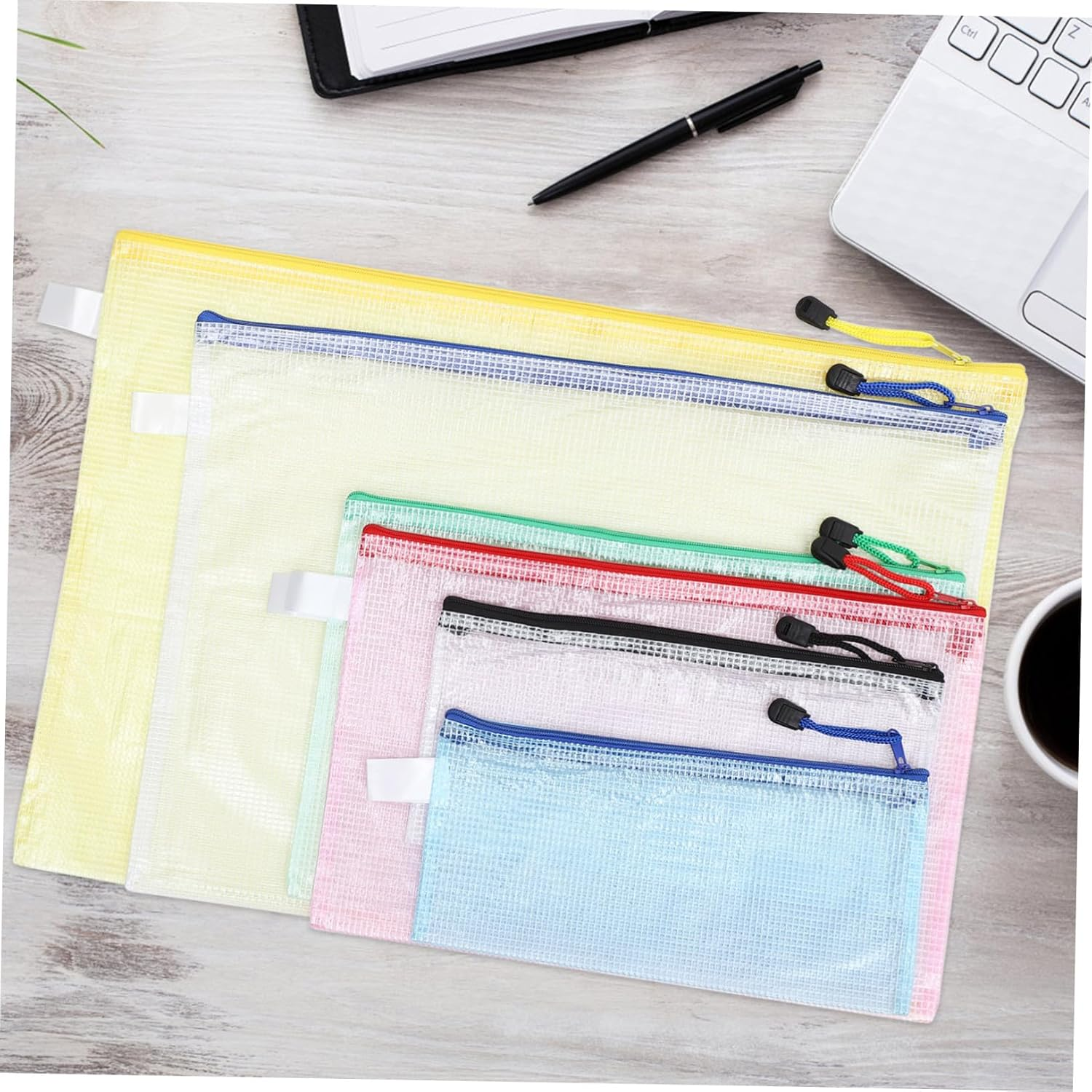 HONMEET 20Pcs Zipper File Pouch Waterproof Document Storage Bag for Office School Use Visible Design PVC Zipper Pouches Educational Supplies image number 3