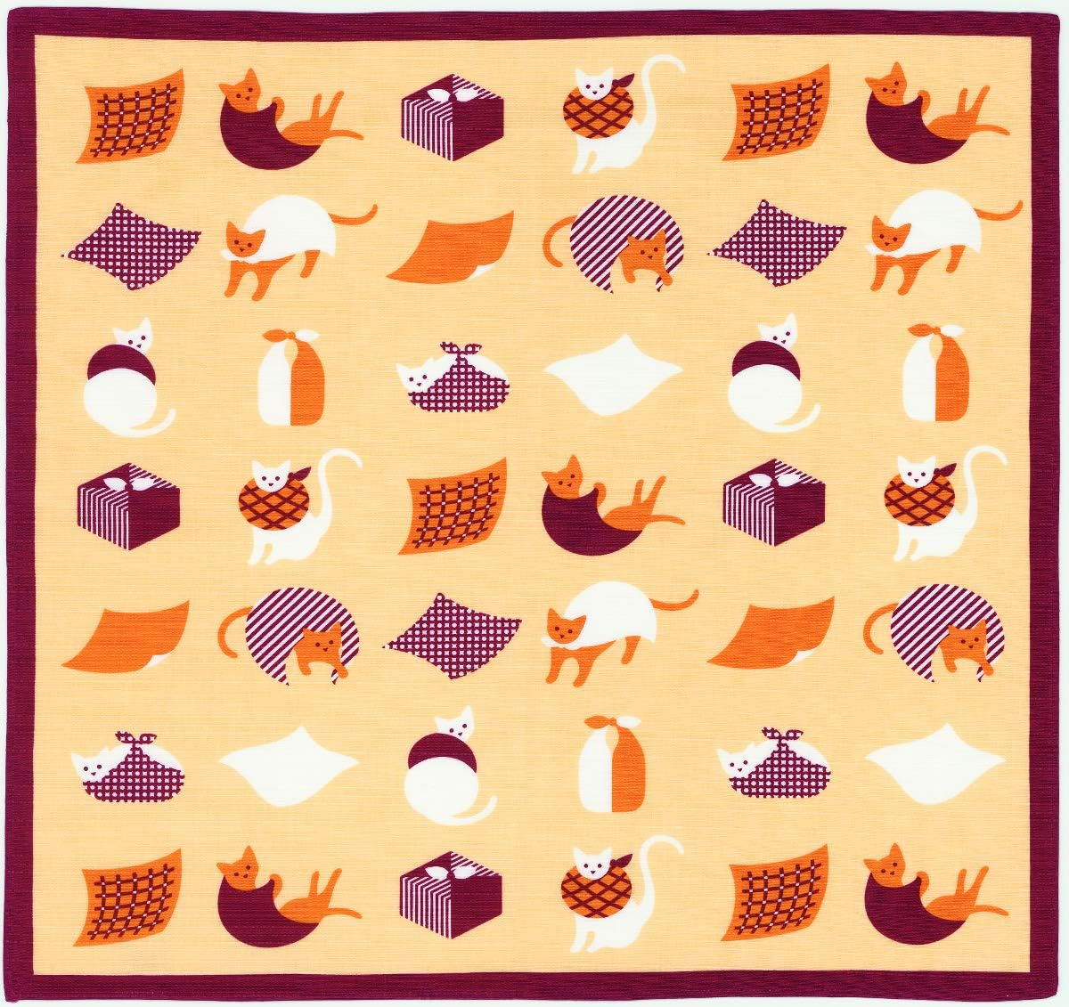 Miyamoto-Towel 30044 Furoshiki Cat Lunch Box, Cloth, Cotton, Okami-San Small Furoshiki, Cat, Approx. 19.7 X 19.7 Inches (50 X 50 Cm) - Boiled image number 3