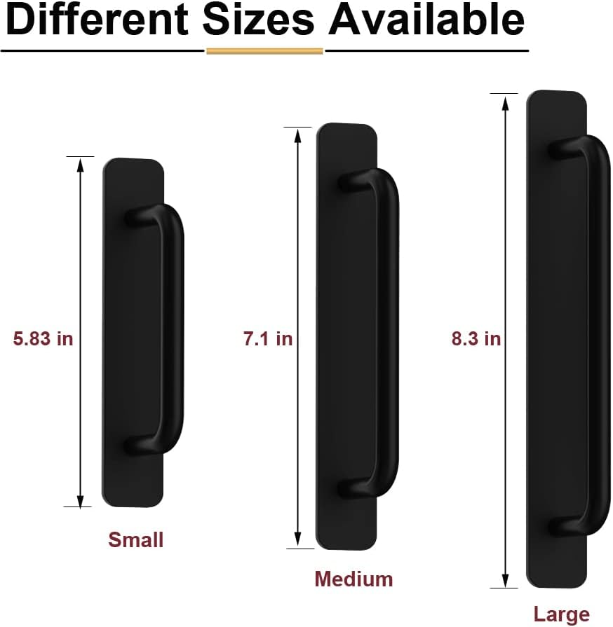 Self-Stick Instant Cabinet Drawer Handles Door Adhesive Handles,2Pcs Aluminum Kitchen Cabinet Drawer Pull Handle with Adhesive Sticker,Perfect for Any Furniture Handle DIY (Black, Small (5.83")) image number 3