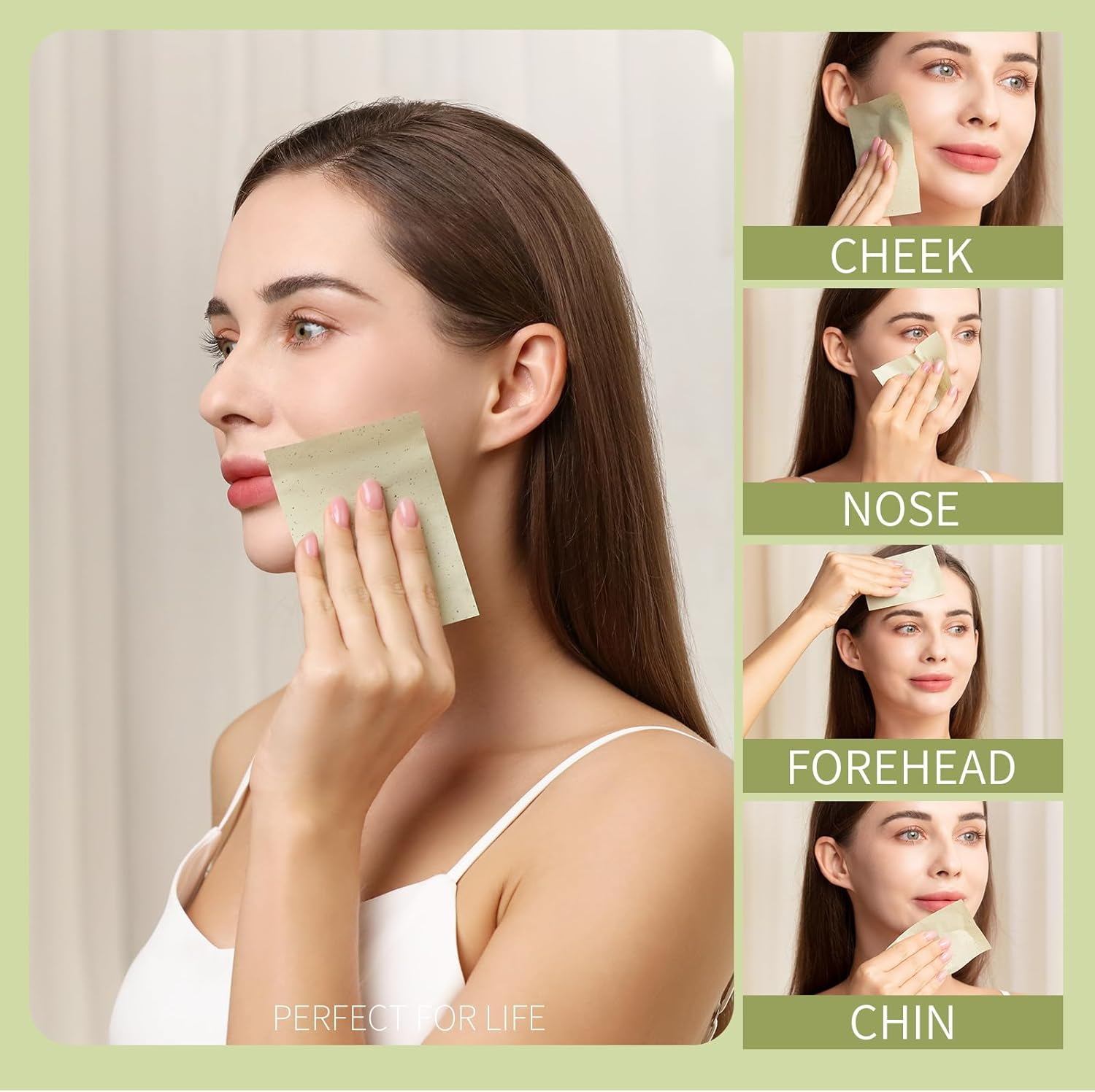 Teenitor Oil Blotting Sheets for Face, 400 Sheets Green Tea Oil Absorbing Sheets Blotting Paper for Oily Skin, Oil Absorbent Pads Face Oil Wipes Oil Sheets for Women, Oil Control Film Large 10Cmx7Cm