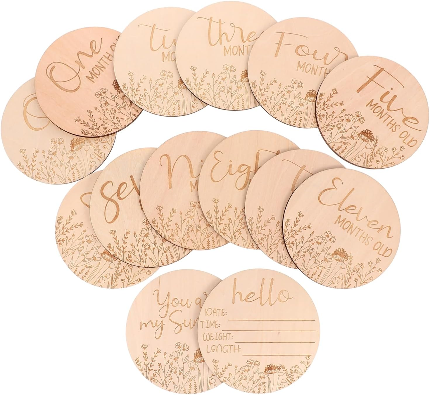 GARVALON 14Pcs Wooden Milestone Cards Monthly Growth Recording Photo Props for Newborn Photography Cute Announcement Signs for Keepsake for Growth Memories image number 5