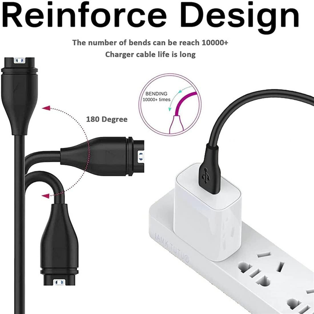 USTIYA USB-C Charger for Garmin Watch Fenix 7 7X 7S 6 6S 6X plus 5 5S 5X 5S plus Forerunner 935 Approach S60 D2 Charlie Quatix 5 Sapphire Vivoactive 3 Adaptador Replacement USB Adapter Cables image number 3