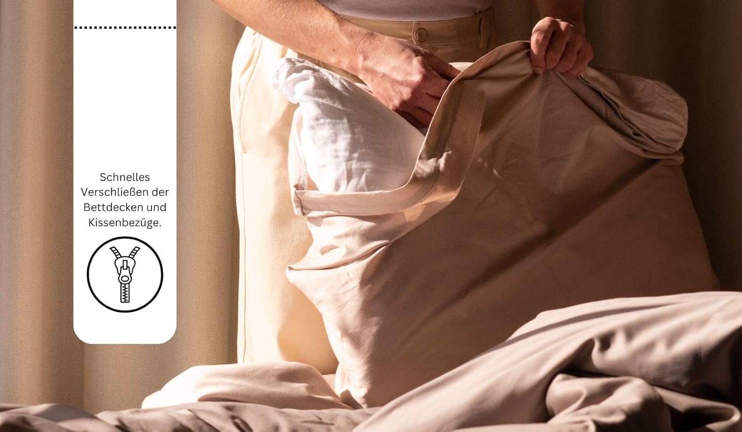 Bierbaum Bed Linen 4135, Jersey Melange Plain, Designed in Germany, Green 30, 155 X 220 and 80 X 80 Cm, Comfort Size - Brown image number 3