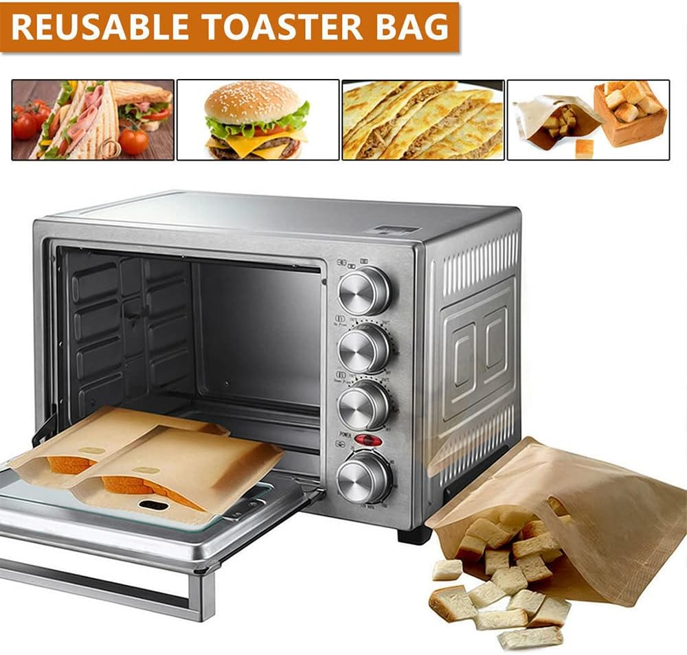 10PCS Reusable Toaster Bag Gluten Free Bread Bag Sandwich Toasting Brown Bags AU image number 4