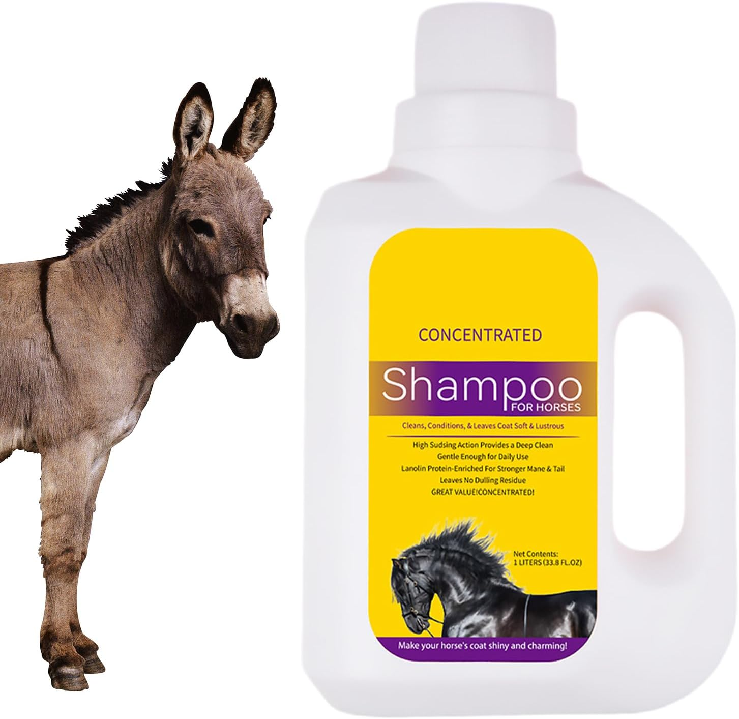 Rrlihjgu Horse Shampoo and Conditioner,Horse and Mane Shampoo | Body Wash Supplies 1L Hair Care Pet Shower Gel for Dogs Cleaning Tail Mane Skin image number 3