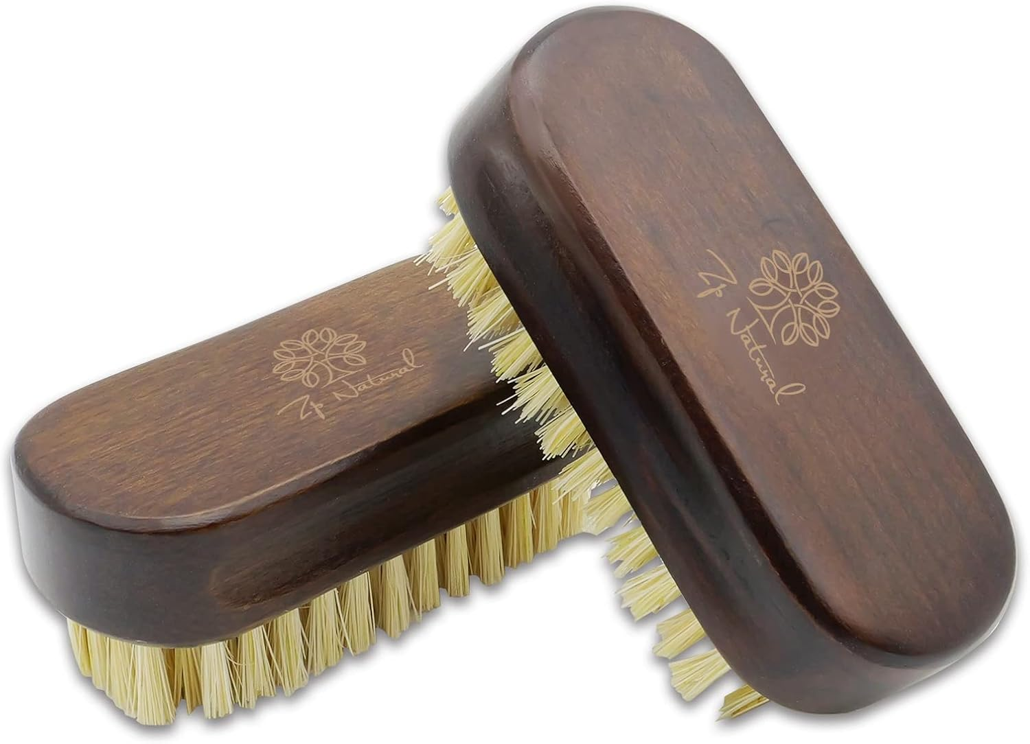 ZP Natural 2Pack Nail Brush, Wooden Handle, Sisal Bristles, Biodegradable, Angled, Brown, Round, 2 Count image number 2