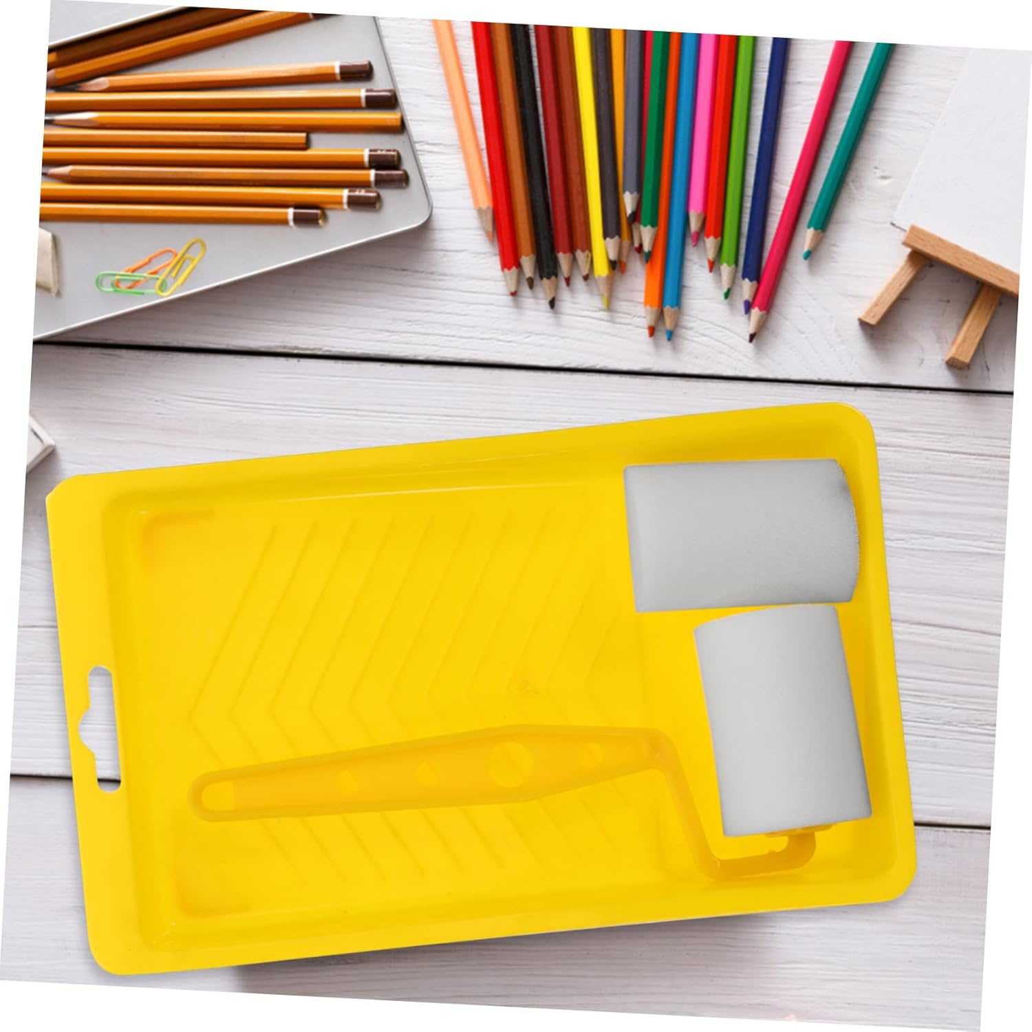 VICASKY 4Sets Portable Paint Roller Sponge for Wall Ceiling and Furniture Painting Tool for Boys and Girls Art Projects Handle Kit image number 1