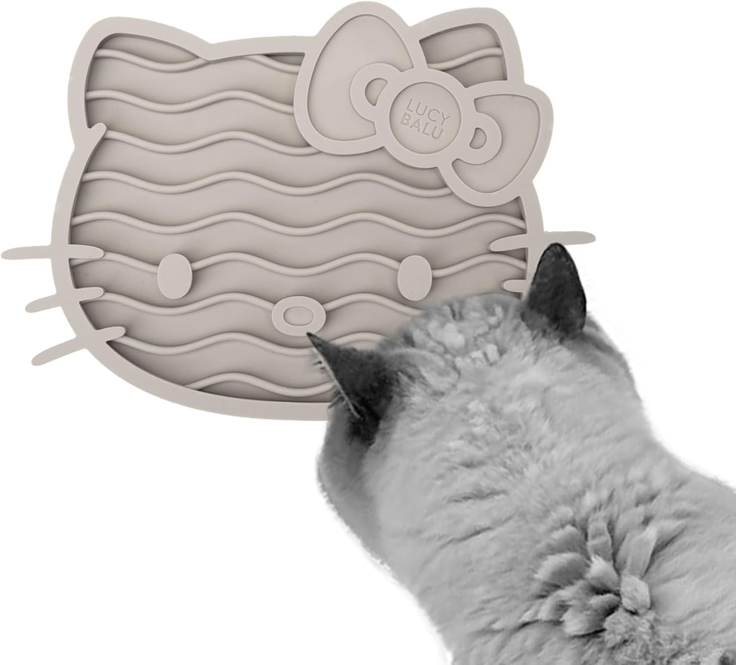 Lucybalu X Hello Kitty ZENCAT Licking Mat for Cats, Cat Licking Mat, Slow Feeder, Lick Mat Made of Food-Grade Silicone, Silicone Mat for Licking, Taupe image number 1