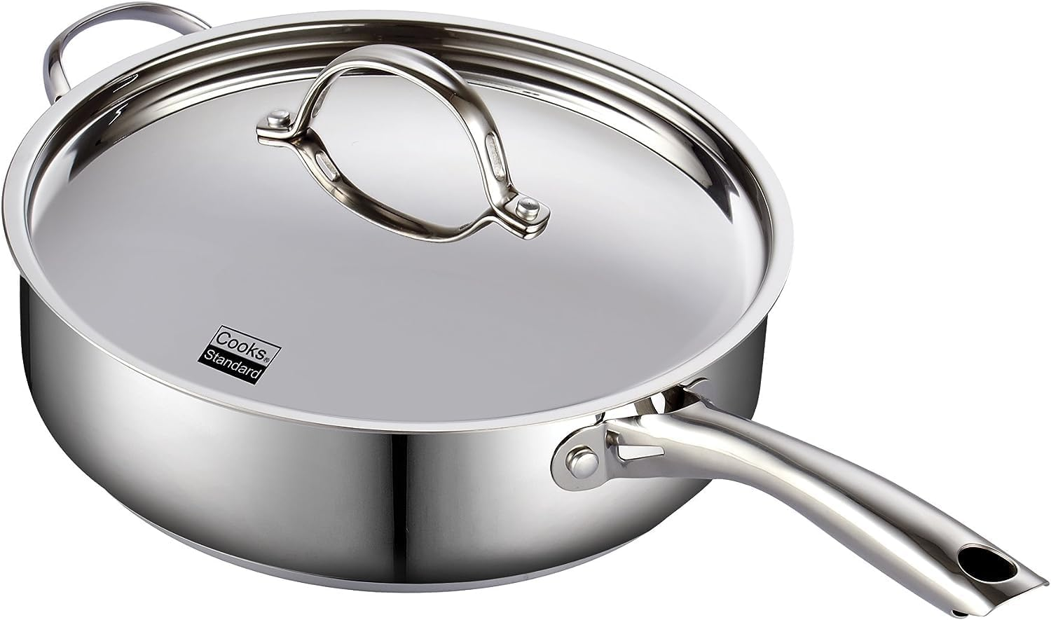 Cooks Standard Classic Stainless Steel Saute Pan 11-Inch, 5 Quart Induction Cookware Deep Frying Pan Cooking Skillet with Lid, Stay-Cool Handle image number 4