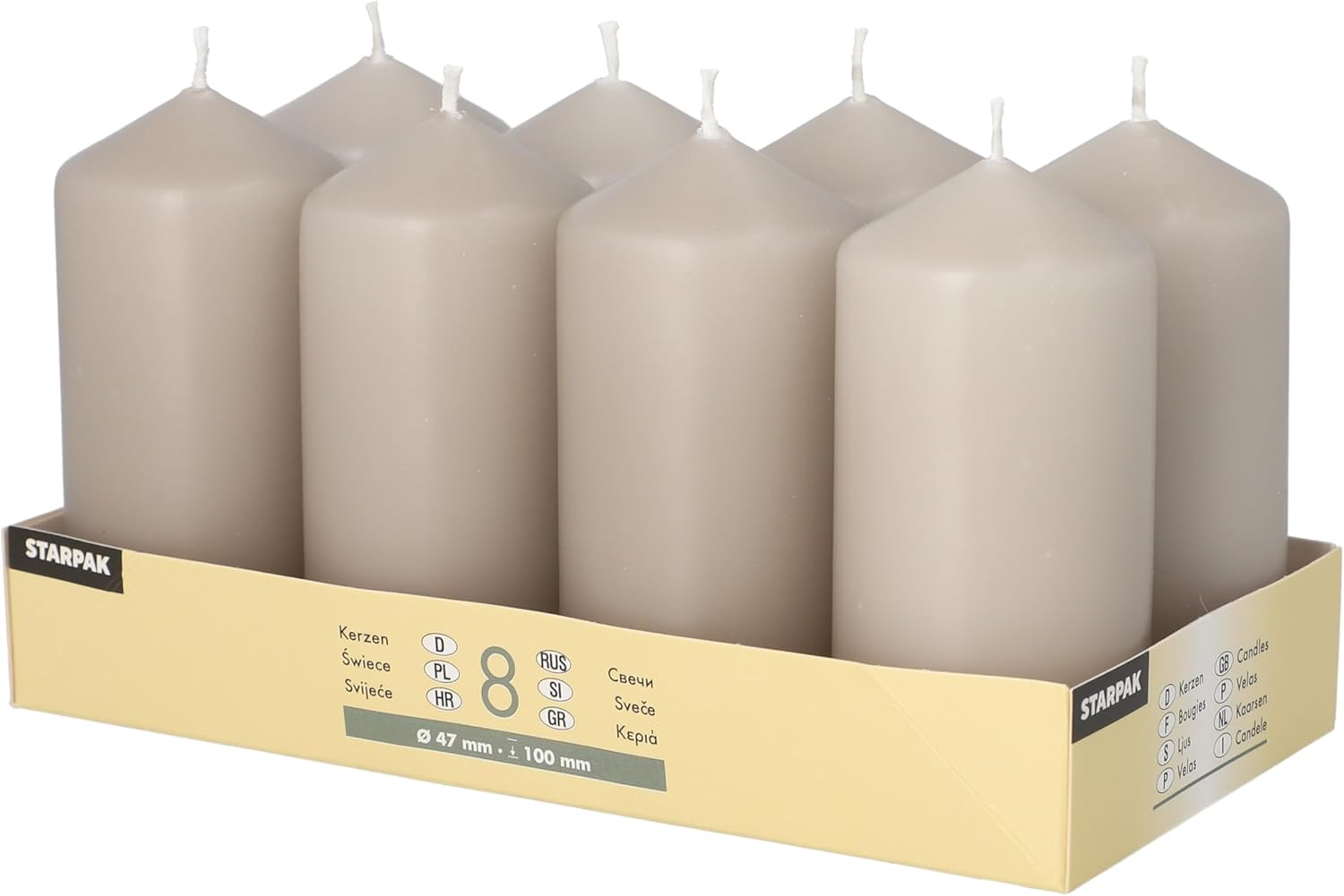 8 Pillar Candles Diameter 47 Mm 100 Mm Greige image number 2