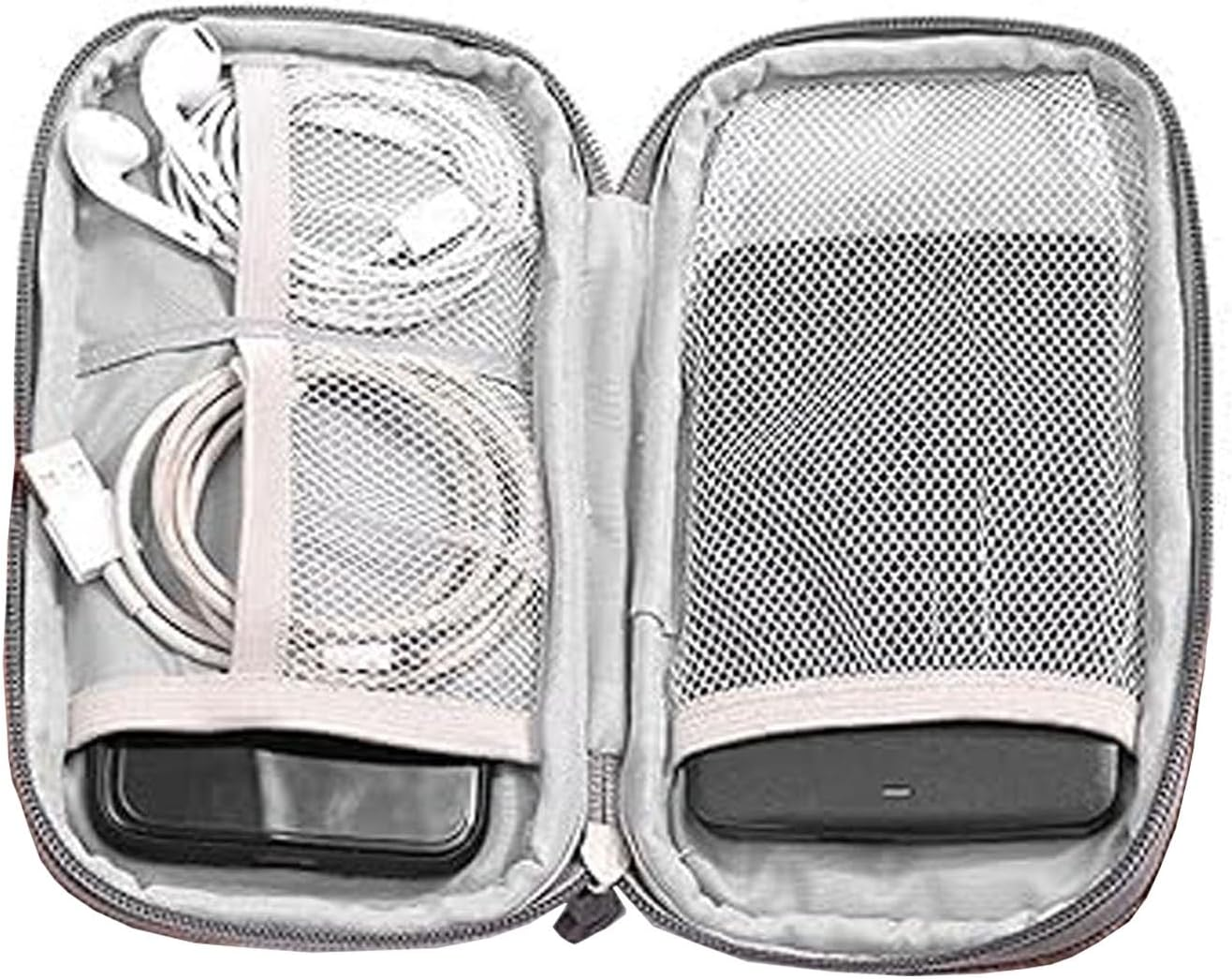 Electronics Organizer Bag Pouch Cable Charger Case Travel Shockproof Cord Carrying Case for Earphone Powerbank USB Hard Drive SD Card (Grey) image number 2