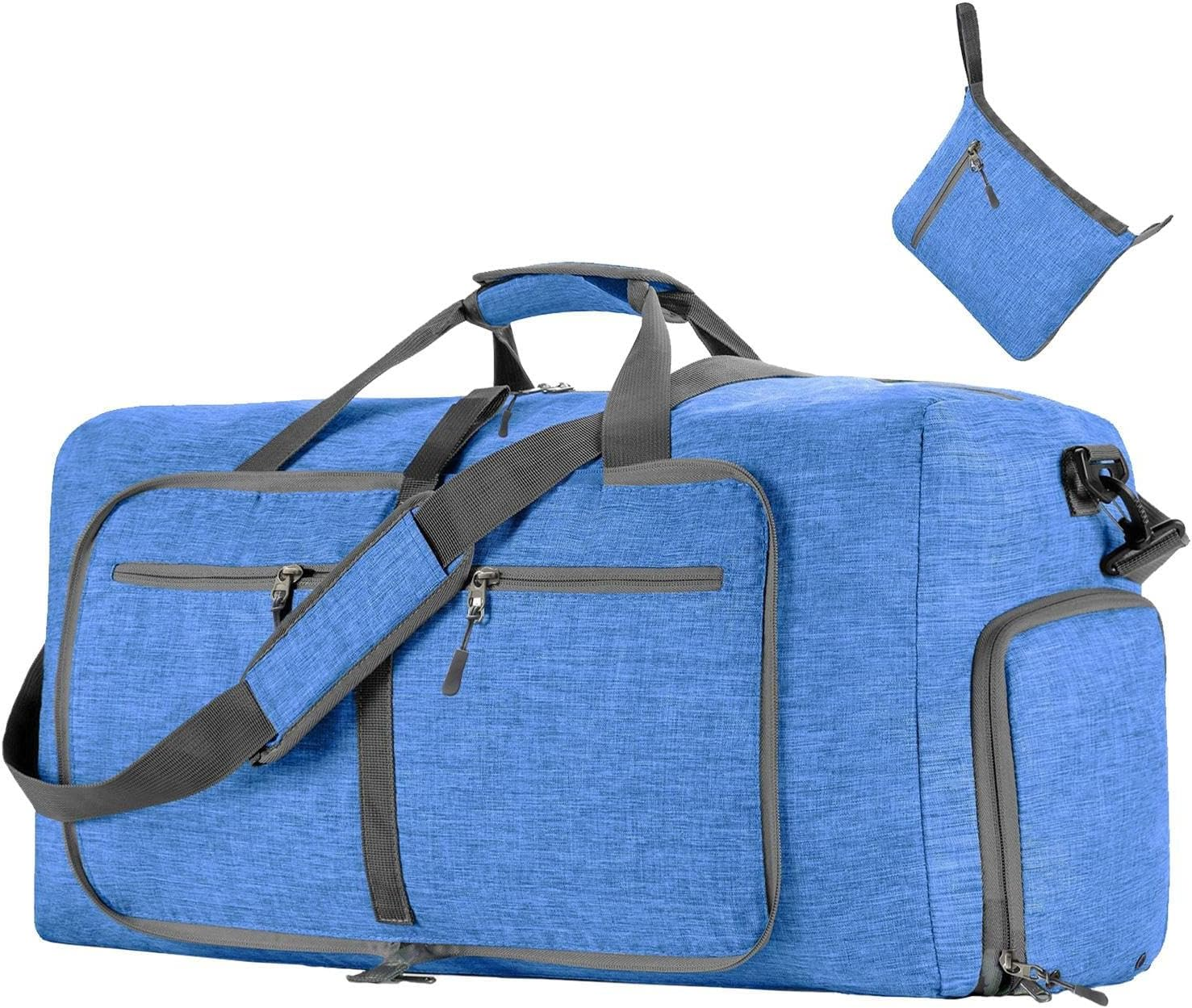 Travel Travel Bag - Travel Organiser, Travel Bag Carry Bag, Foldable Travel Equipment, Suitcase Organiser Bag, Waterproof, Sports Travel Bag with Multiple Pockets for Travel, Camping, Fitness, Gray,