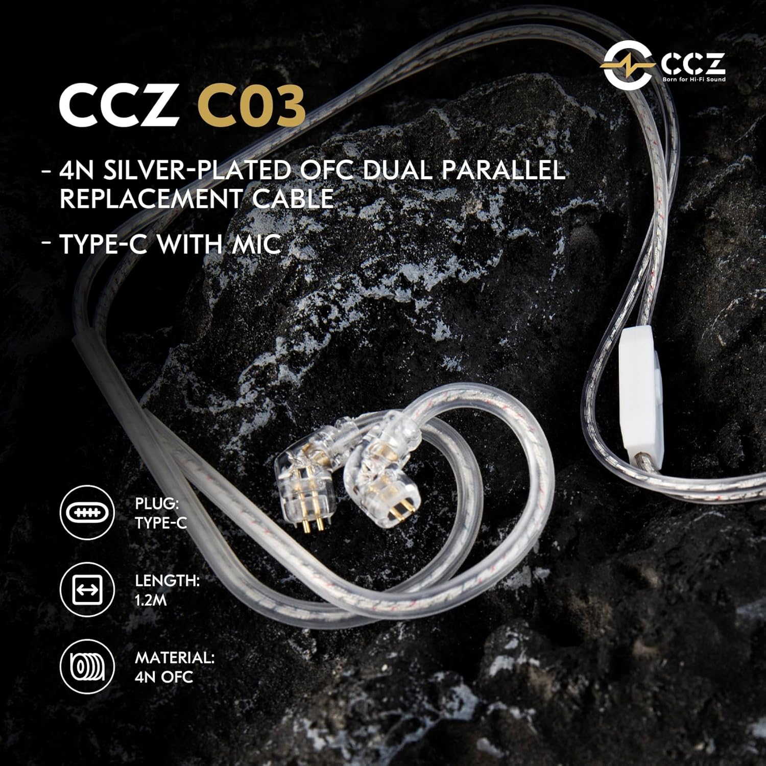 Keephifi CCZ USB C IEM Cable with Mic QDC, C03 4N Silver-Plated OFC in Ear Monitor Cable Earbuds Wire for EDX Pro/Castor/Zs10 PRO/ZS10 PRO X/ZSN PRO X/ZS10 PRO 2/ZS12 PRO X image number 5