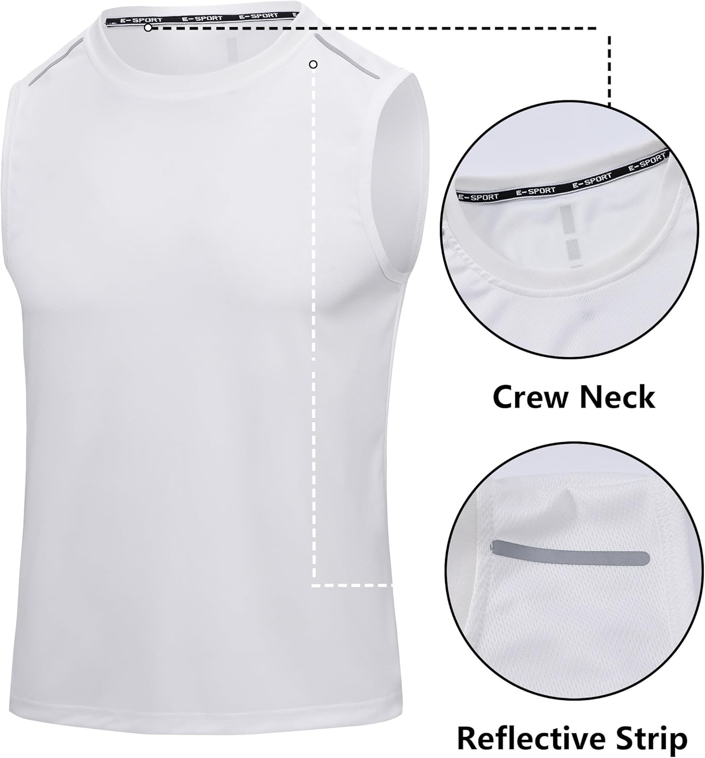 Mens Sport Tank Tops 3 Pack Dry Fit Polyester Gym Workout T Shirts Sleeveless Men Tennis Basketball Shirts image number 3