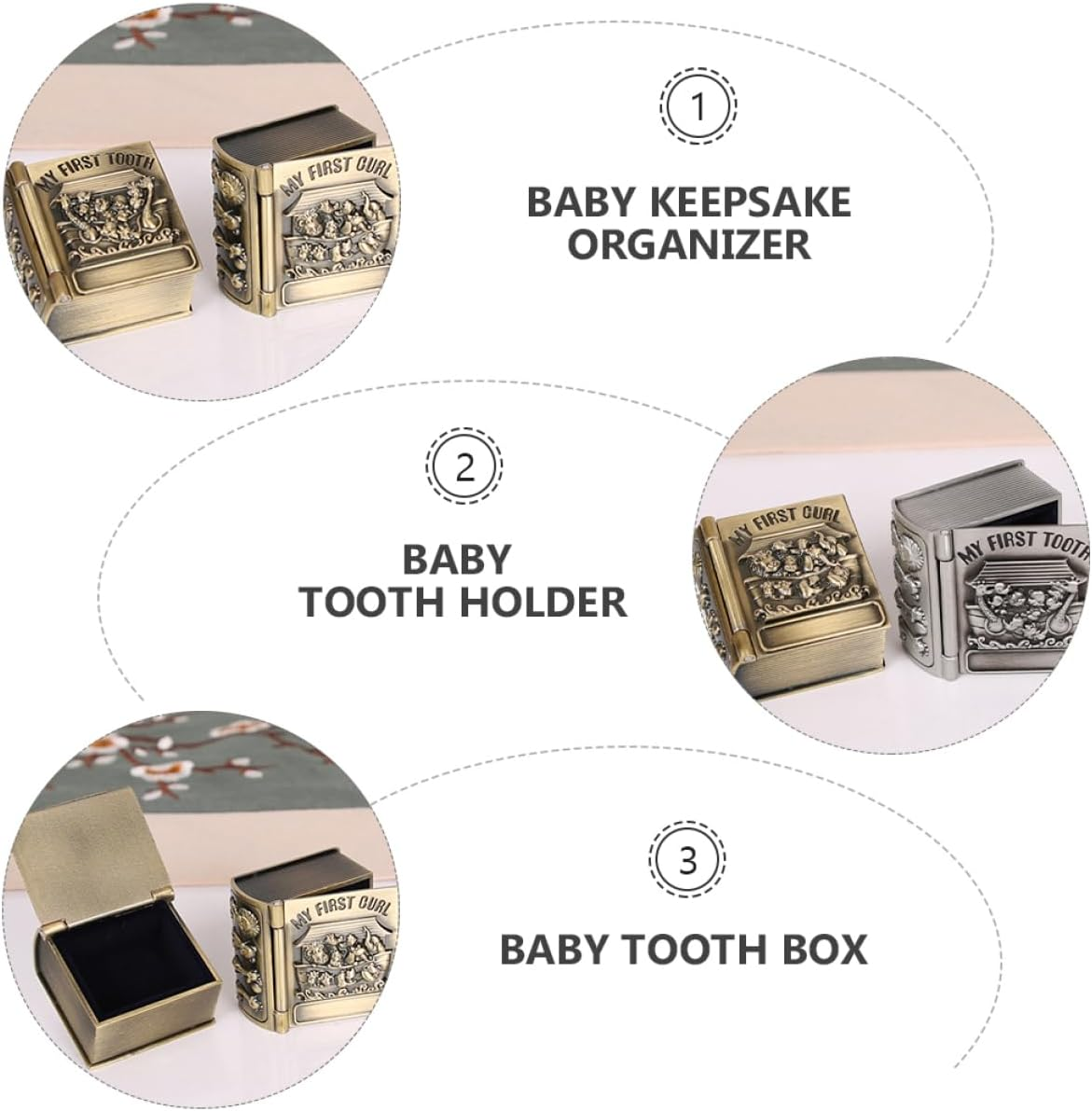 1 Pair Fetal Hair Holder Tooth Keepsake Box Treasure Organizer for Memories for Birthdays Holidays Unique Design for Storing image number 1