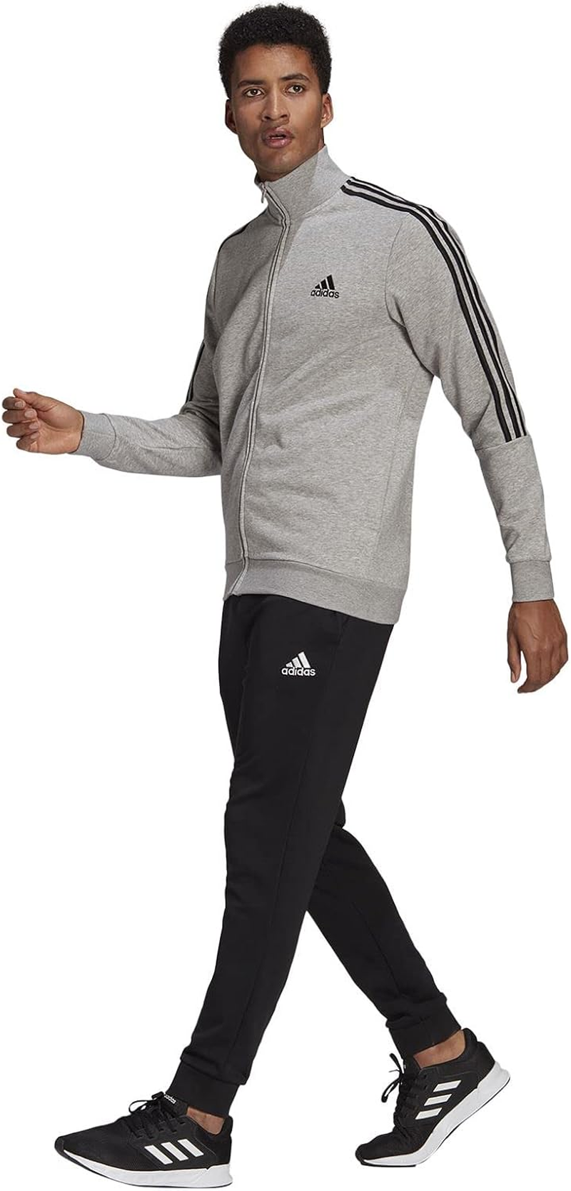 Adidas Men'S M 3S FT TT TS Tracksuit, Top:Legend Ink/White Bottom:Legend Ink F17/White, 7 image number 4