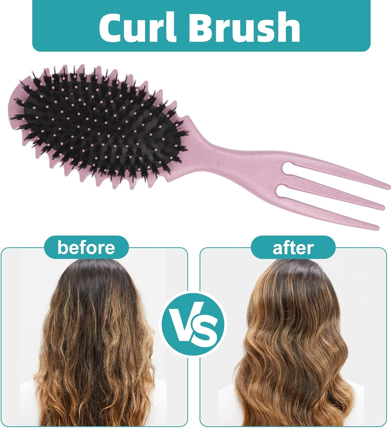 Boperzi Curly Hair Brush, Curl Brush, Boar Bristle Hair Brush Styling Brush, 2024 New Curly Hair Brush for Detangling for Combing Men and Women (Pink) - Purple image number 6