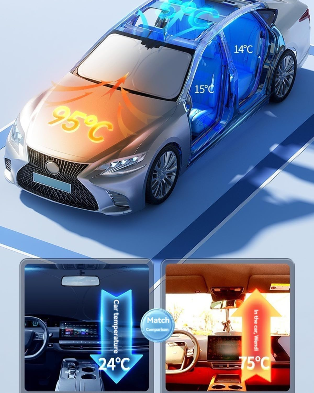 Windshield Sun Shade for Mazda CX5 Front Window Shades Cover for CX-5 2009-2024 Windshield Sun Visor Protector Car Accessories 1Pack image number 1