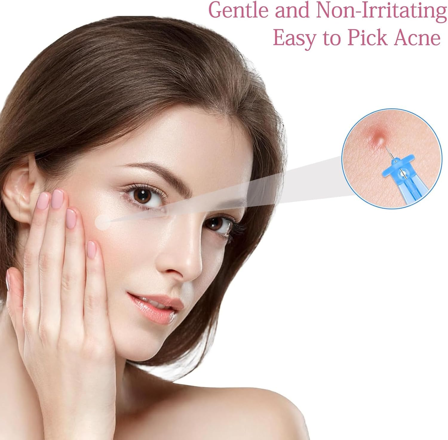 Blackhead Remover Tool 50Pcs Pimple Popper Kit Skin Care Acne Needle Nose Strips for Blackheads Pimple, Acne Needle for Blemish & Whitehead Removal Acne Treatment Kit Extractor Pore Cleaner image number 3