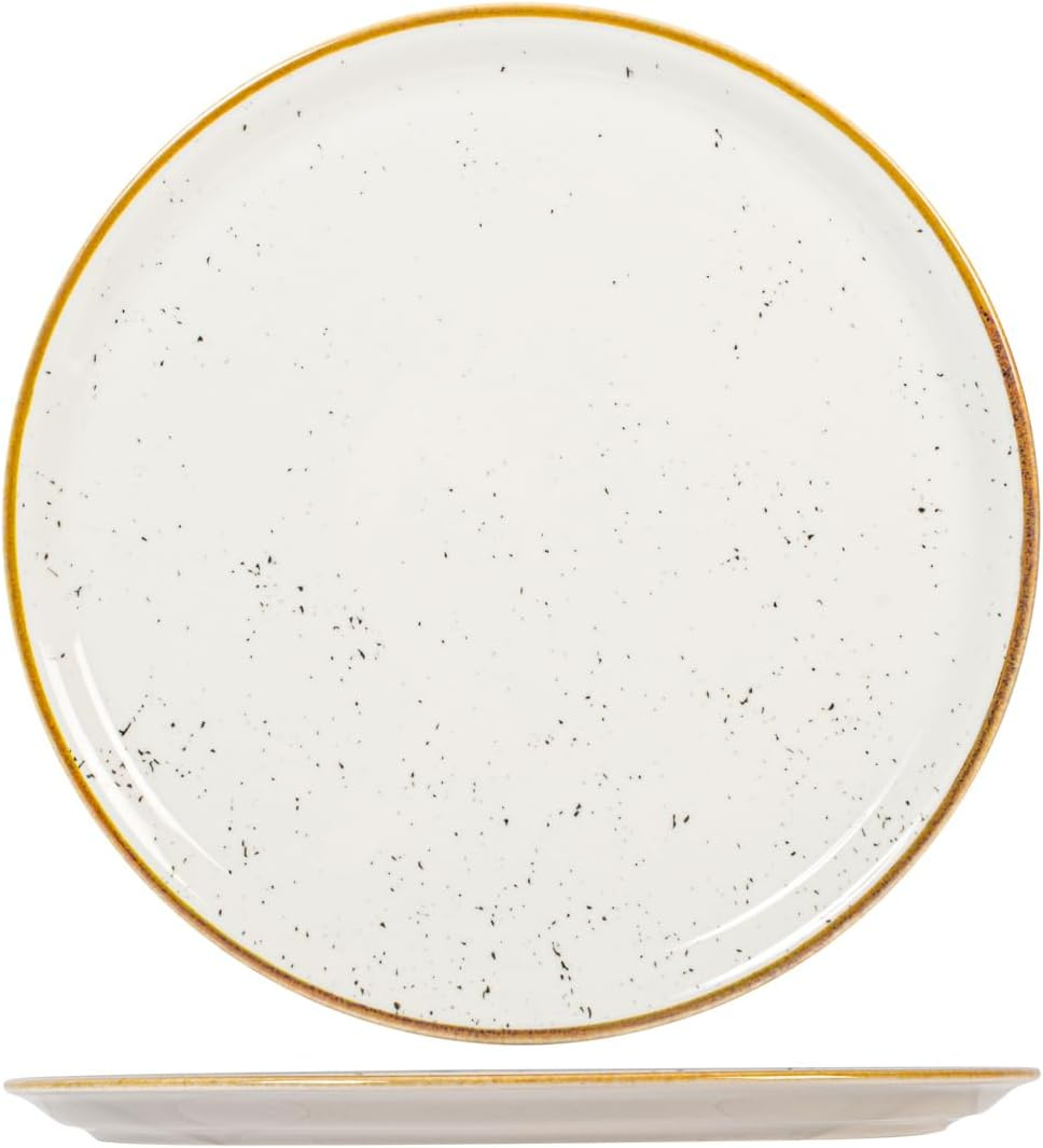 HOME Saturnia Stains Set of 6 Pizza, Decorated Porcelain, Beige, 31 Cm