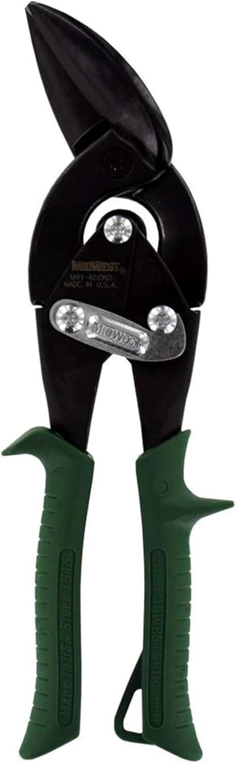 Midwest Tool & Cutlery Blackout Series Aviation Snip - Left Cut Offset Tin Cutting Shears with Forged Blade & KUSH'N-POWER Comfort Grips - MWT-6510LO