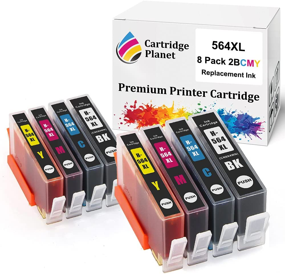 Cartridge Planet 8 Pack (2BK,2C,2M,2Y) Compatible Ink for HP 564XL for HP Deskjet 3070A-B611A 3520 E-All-In-One Officejet 4610 4620 Photosmart 5510-B111A 5520 6510-B211A 6520 B010A B010B B109A B109N..