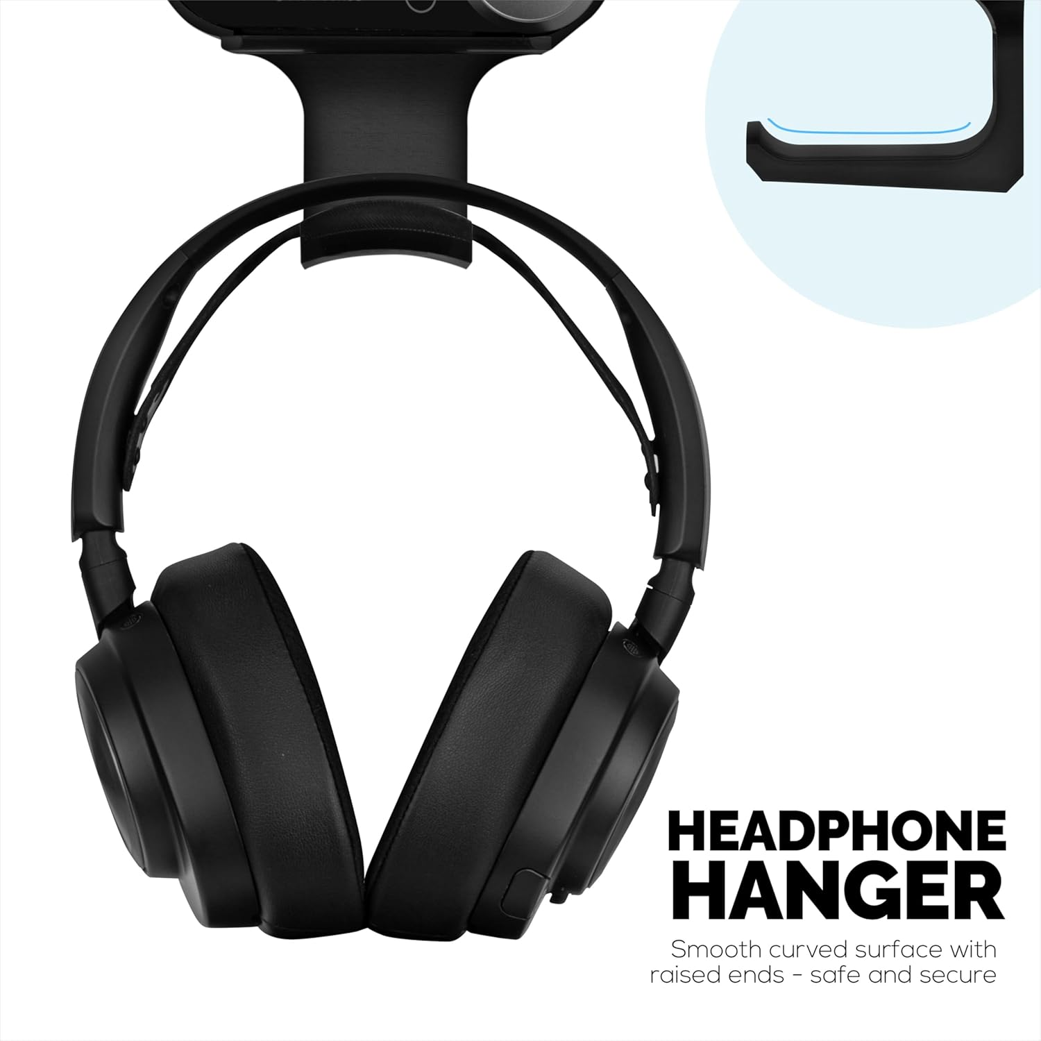 Under Desk Headphone Hanger Stand for Steelseries Arctis Nova Pro Wireless Headsets with Dock for the Wireless Base Station by Brainwavz (HPS02)