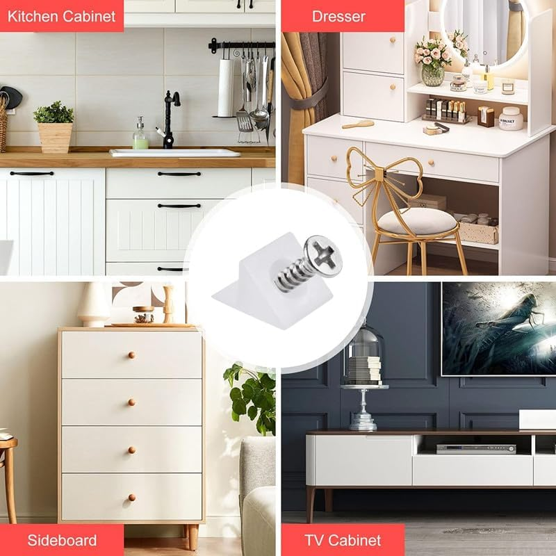 Walquicks 120 Pcs Wedge Bracke, Furniture Chest Drawer Bottom Repair Fixing Mending Drawer Plastic Angle Code Bracket Fastener with Screws for Sagging Drawers, Home Repair, Furniture Cabinet, Desks image number 1