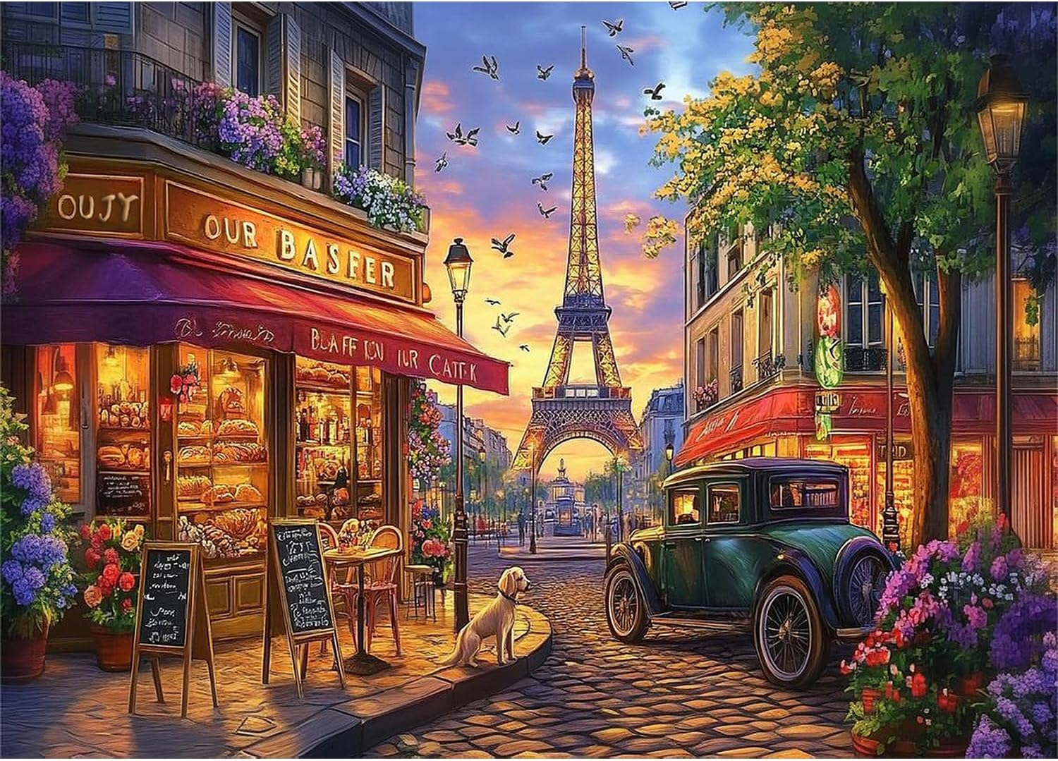 Jigsaw Puzzles for Adults 1000 Pieces Impossible Hard Difficult Challenging Puzzles for Adults 1000Pc Puzzle Eiffel Tower Charming Paris Street Jigsaw Puzzle 1000 Pieces 28 X 20 Inch image number 4