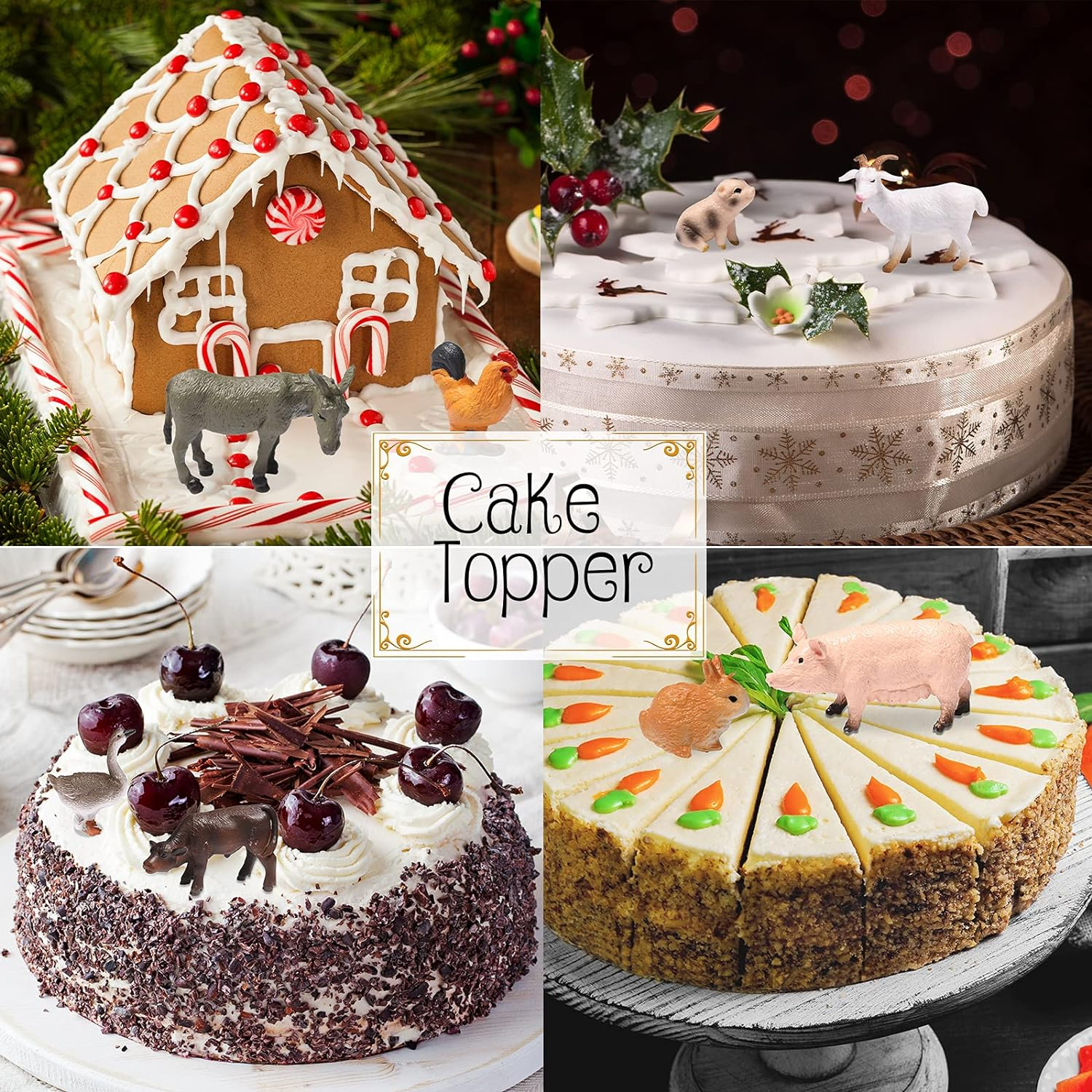 16 Pieces Farm Animal Figures Toys Realistic Jungle Farm Animal Figurines Mini Learning Educational Playset Cake Topper Ornaments for Easter Egg Fillers Birthday Christmas Animal Themed Party Supplies image number 3