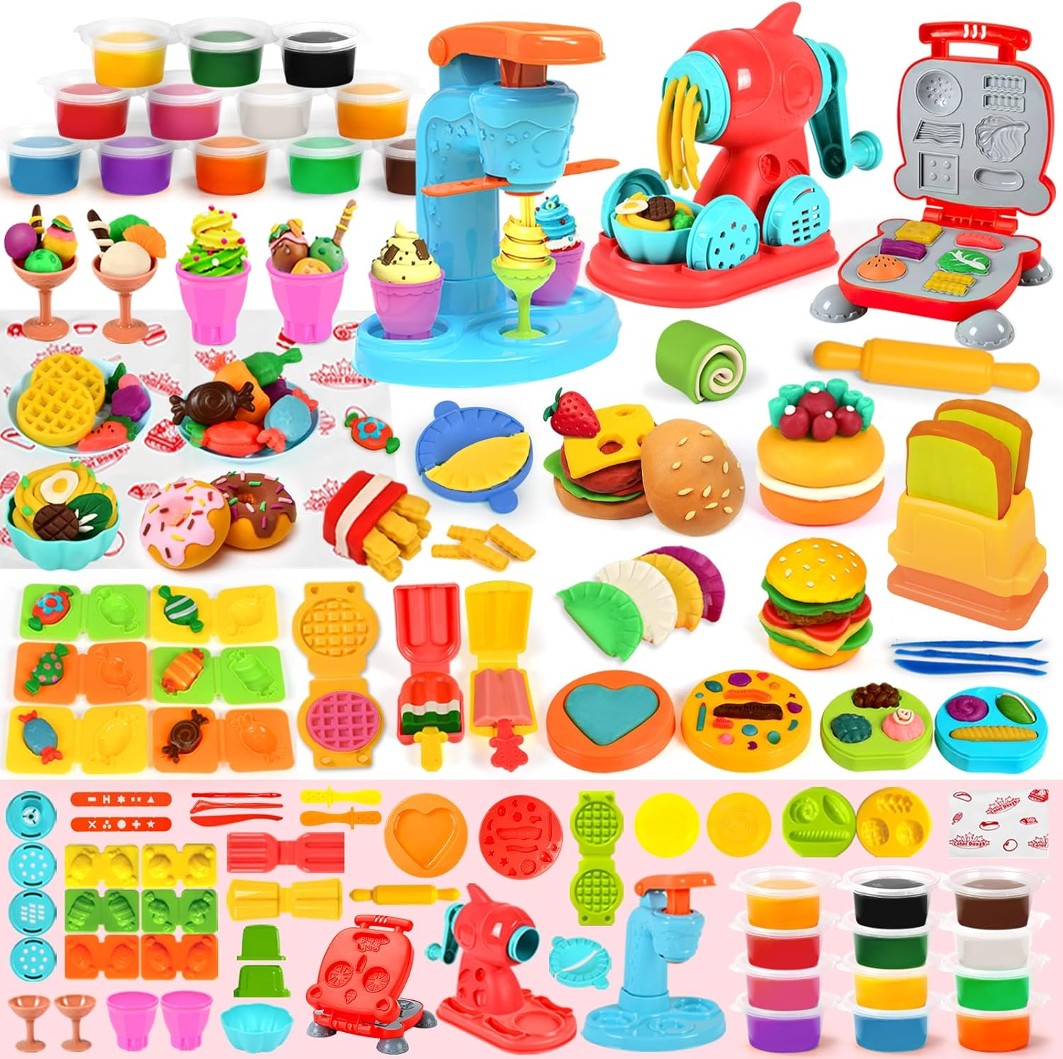 Calfqueen 3 in 1 Playdough Arts & Crafts Supplies Kids Toys, Playdough Kitchen Toys with Clay Tools, Kids Craft Set for 3 4 5 6 Year Old Boys Girls Gifts, Age 8-10 image number 1