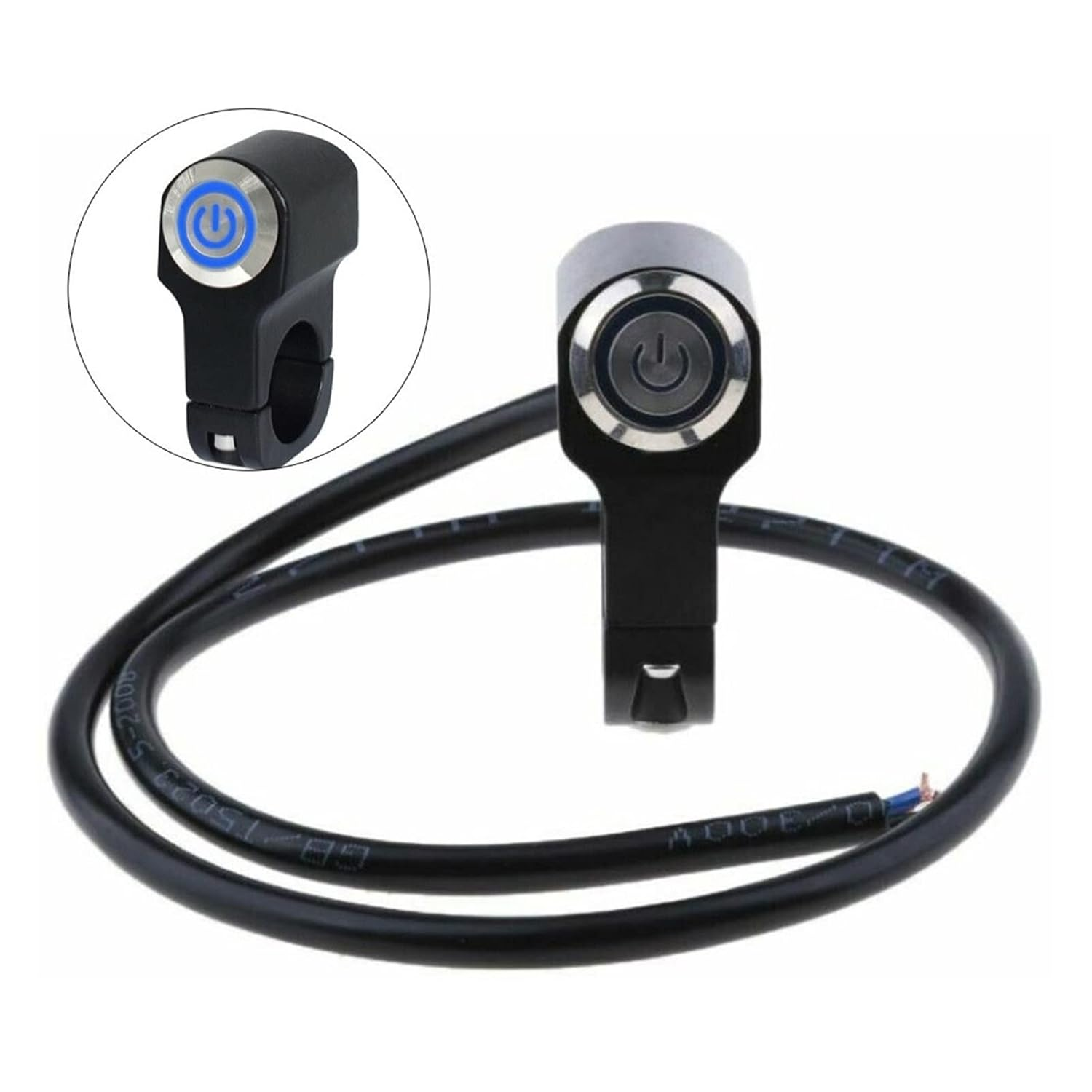 Downwind 22Mm Blue LED Motorcycle Handlebar Switches Headlight Fog Light on off Power Self-Locking Switch Button Electric Vehicle Parts image number 2