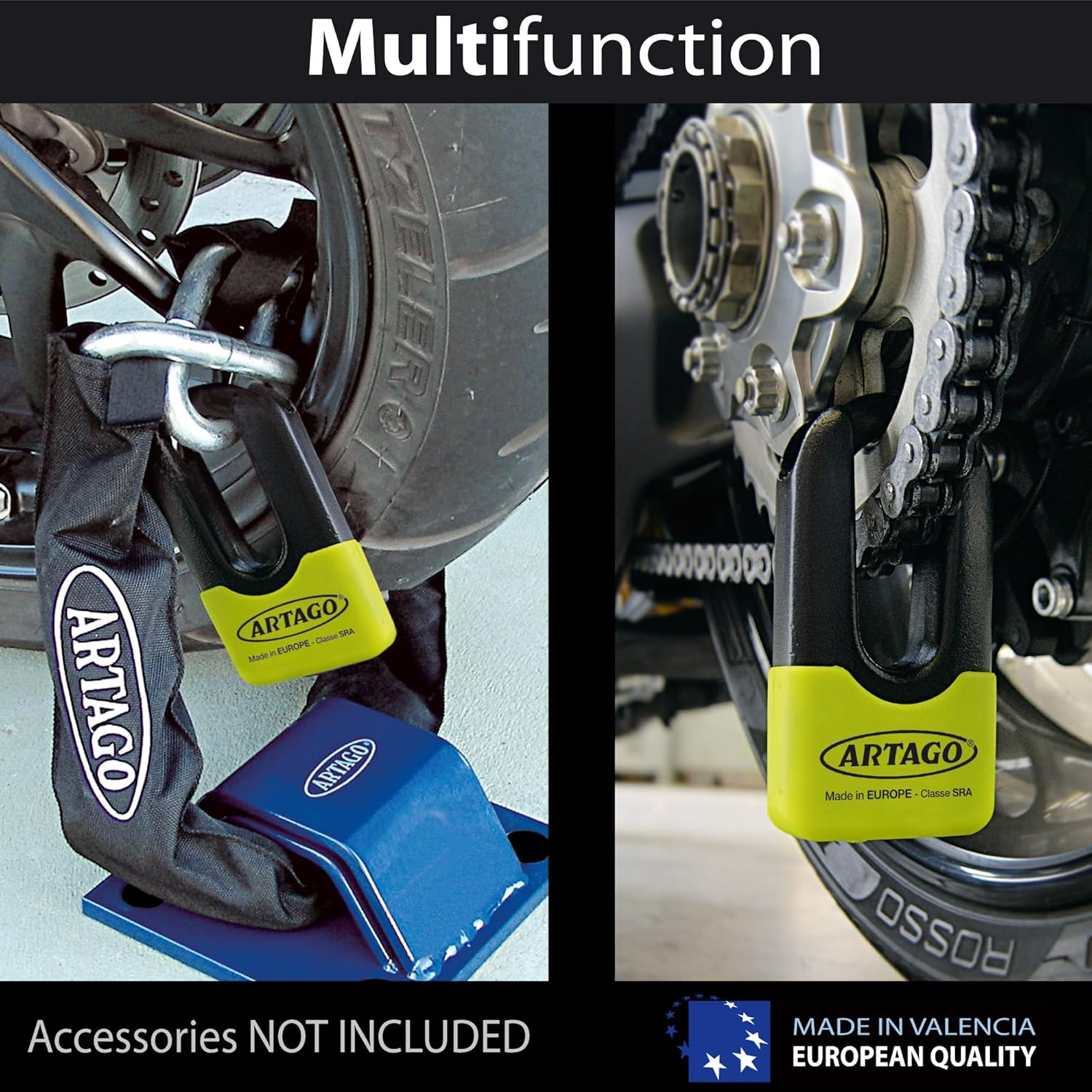 Artago 69X State-Of-The-Art Motorcycle Disc Lock plus Deterrent, SRA, Sold Secure & ART4 Approved, Bunker Selection, Maximum Resistance Tested MONOBLOK Forged Steel Body, anti Theft Wheel Brake Lock image number 6