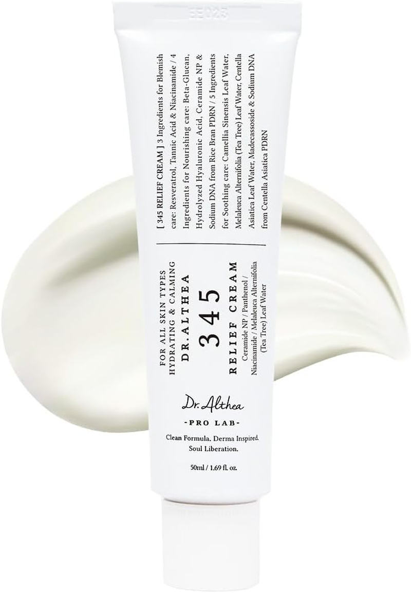 Dr.Althea 345 Relief Cream | Moisturizer for Soothing Recovery and Blemish Care with Tea Tree Leaf Water & Niacinamide | Korean Vegan Skin Care for All Skin Types, 50Ml (Ver.2 - Pack of 1) image number 1