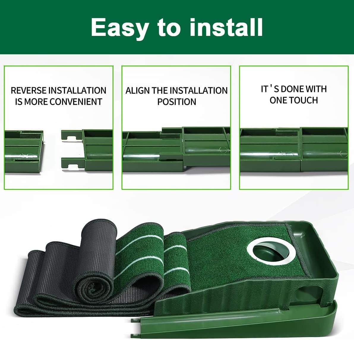 Golf Putting Mat,Indoor Putting Green Set with Ball Return System and 2 Balls,Training Equipment at Home or Office，Suitable to Birthday/Golf Lover image number 1