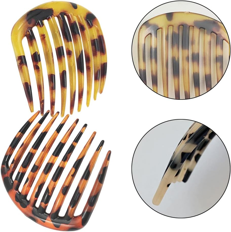 5 Pcs French Twist Comb Retro Celluloid Hair Comb 9 Teeth Non Slip Comb Clips Hair Styling Accessories for Women and Girls Multicolour image number 3