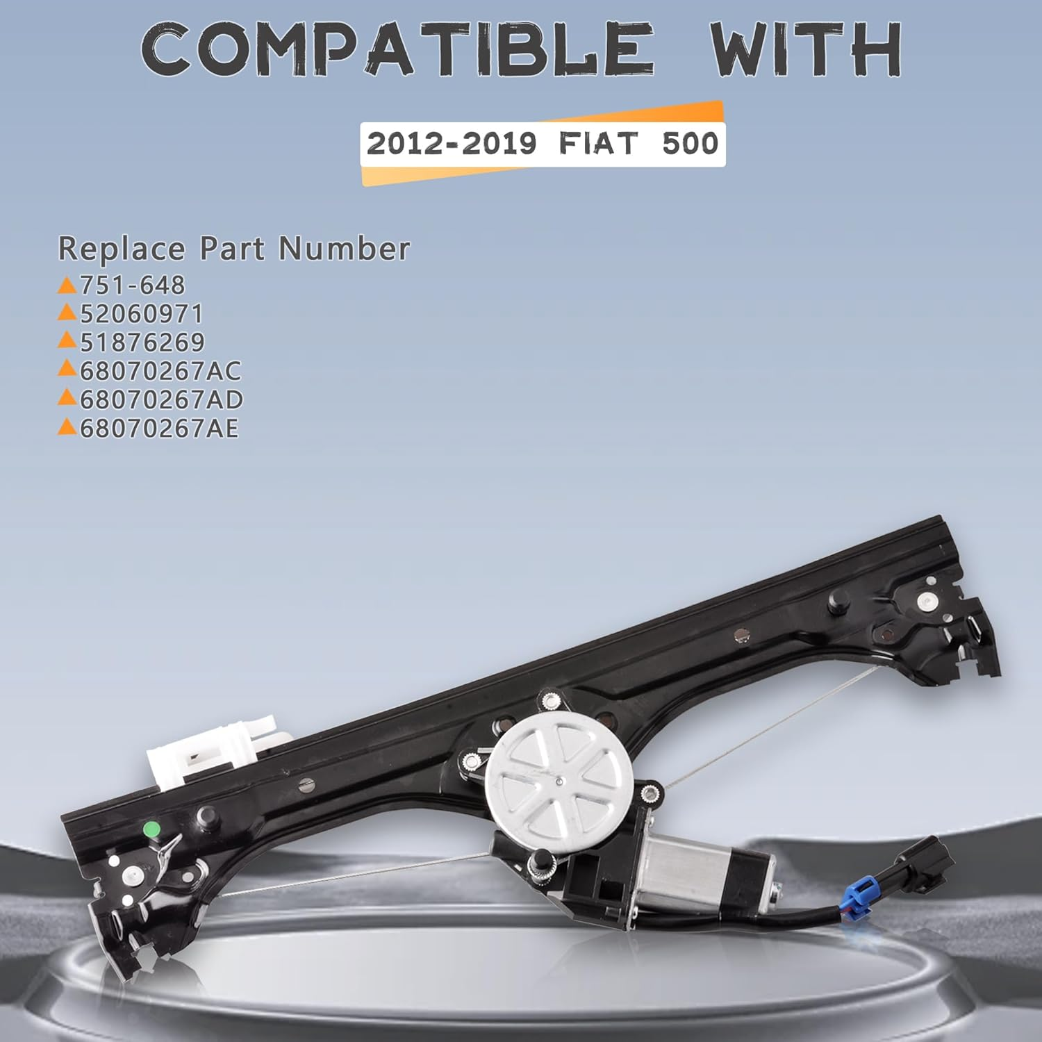 Predep Front Left Driver Side Power Window Regulator with Motor Assembly Compatible for Fiat 500 1.4L 2012-2019, Replacement 751-648 68070267AC 68070267AD 68070267AE image number 6