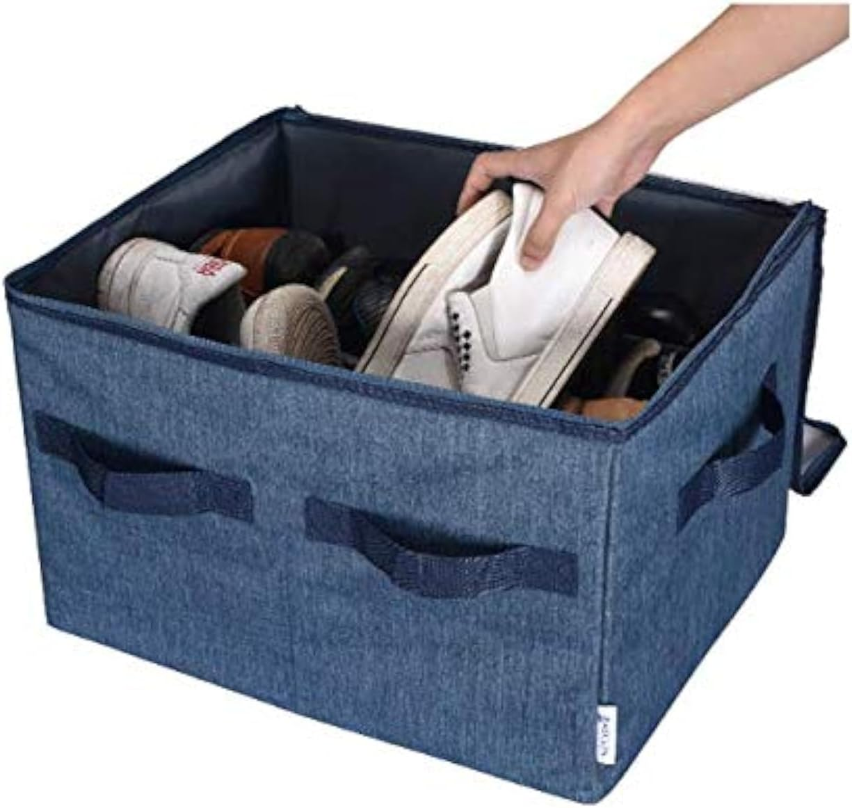 Moteph Shoe Organizer Closet Storage Solution with Clear Cover & Adjustable Dividers for Shoes, Handbags, Blankets, Linen, Clothing (Medium - 16 Pairs, Light Brown)