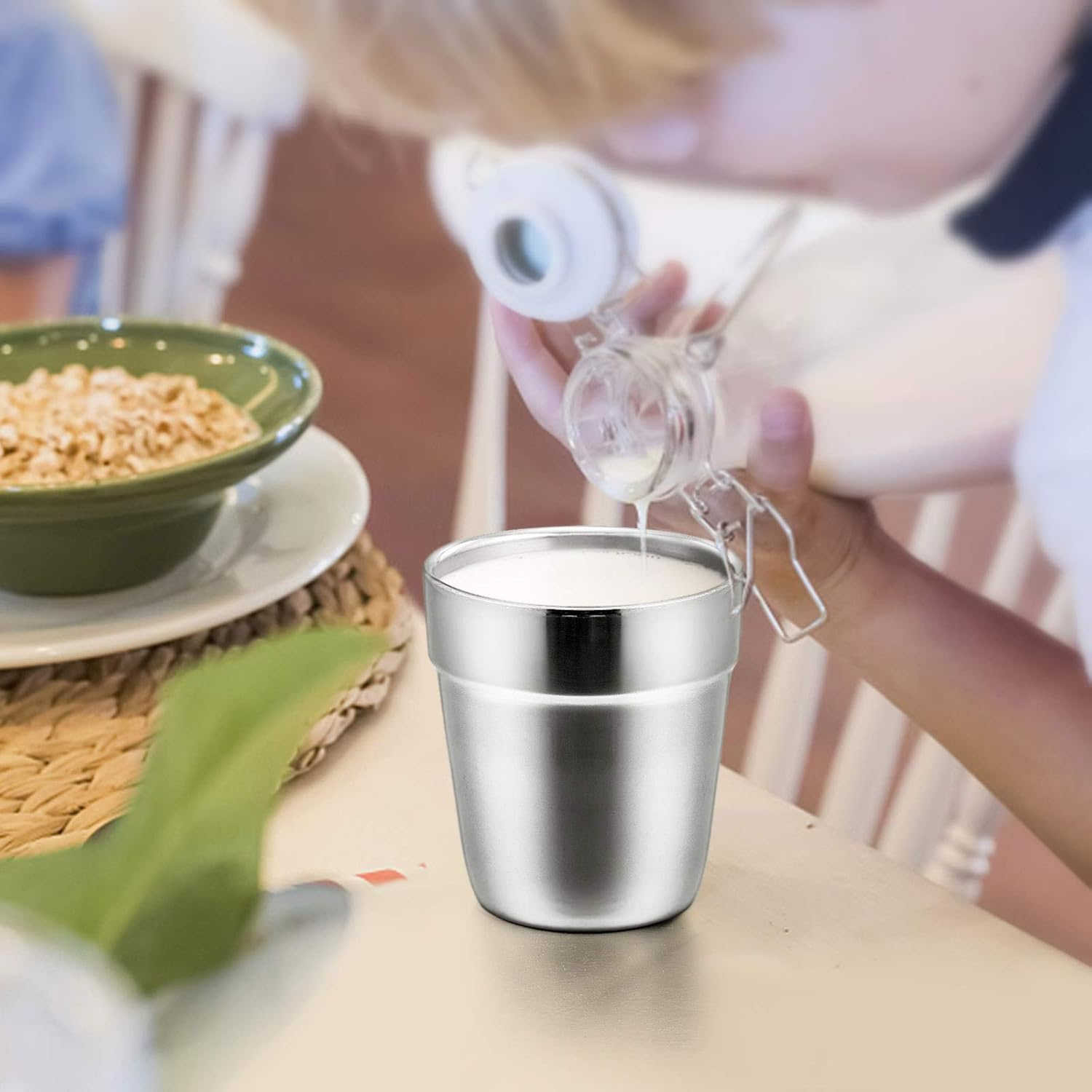 Cups for Toddlers Kids, E-Far 6 Ounce Stainless Steel Insulated Tumblers for Children Preschoolers, Training & Transition, Double Wall & Shatterproof, Mirror Polished & Dishwasher Safe - 6 Pack image number 6